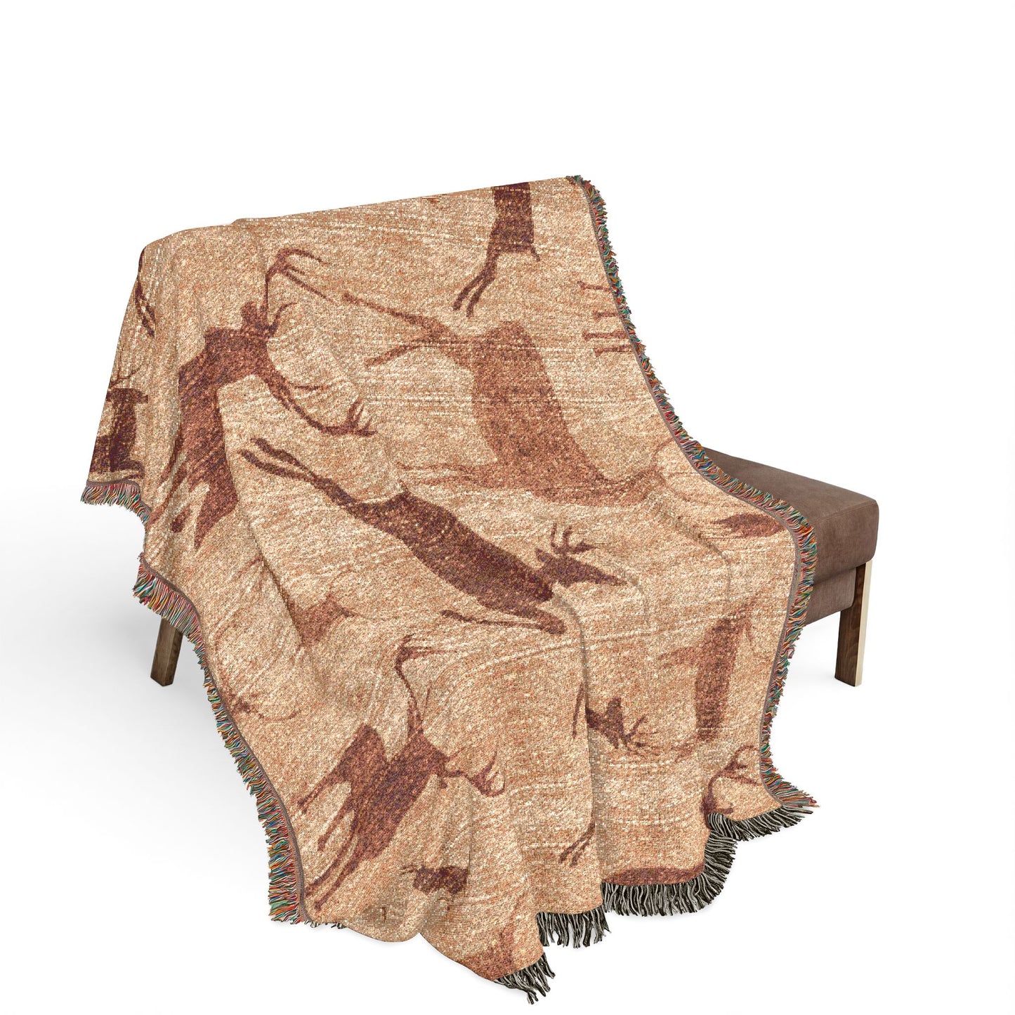 Rustic Reindeer Woven Throw Blanket | Cozy Lodge Cabin Decor | Winter Woodland Home Accent