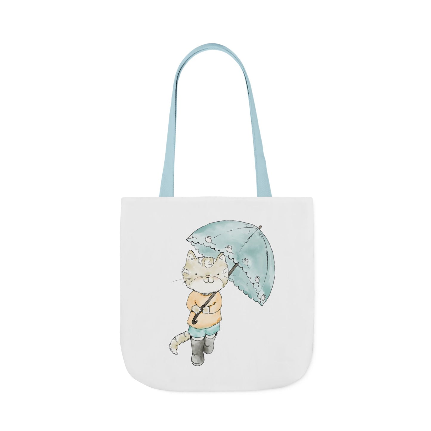 Cat Lover Tote Bag Cute Kitty with Umbrella Rain Boots Cat Lover Eco Tote Bag