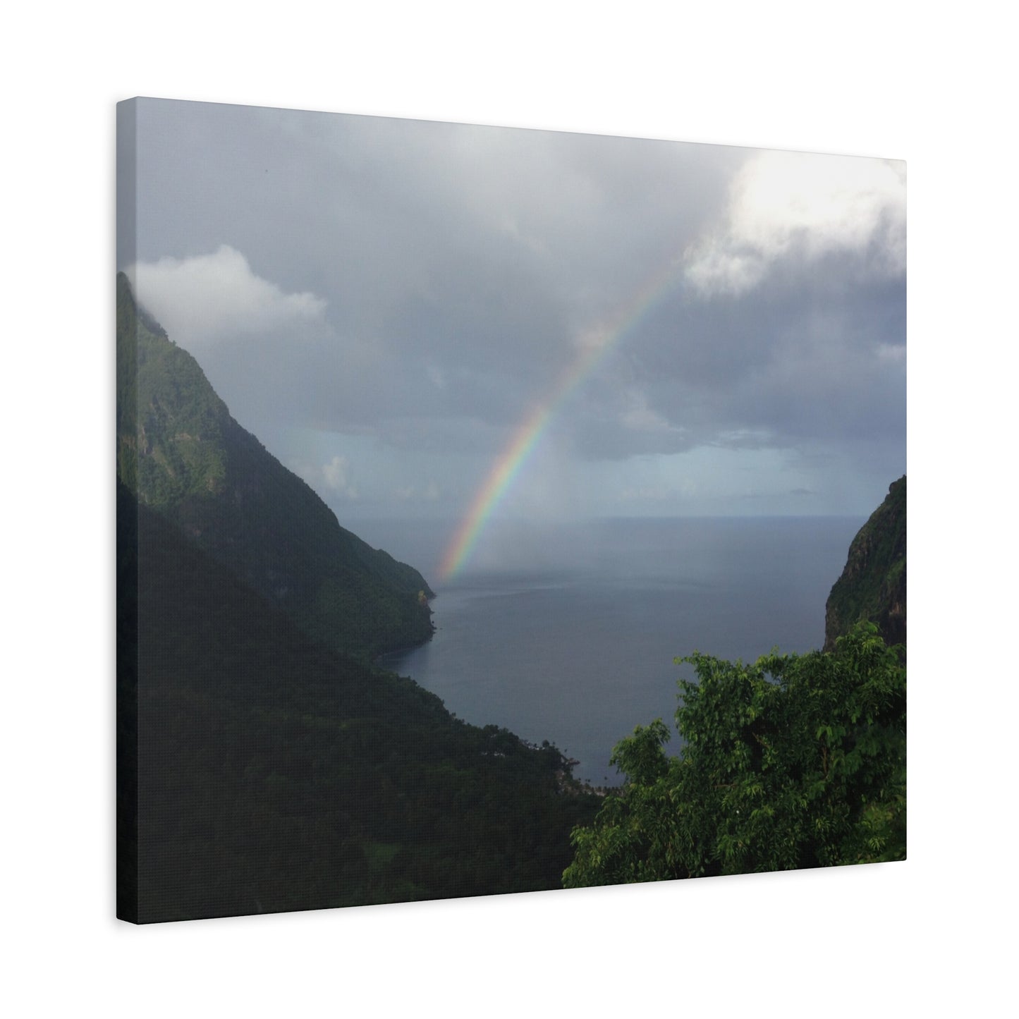 St. Lucia Pitons Rainbow Canvas Art | Caribbean Landscape Photography