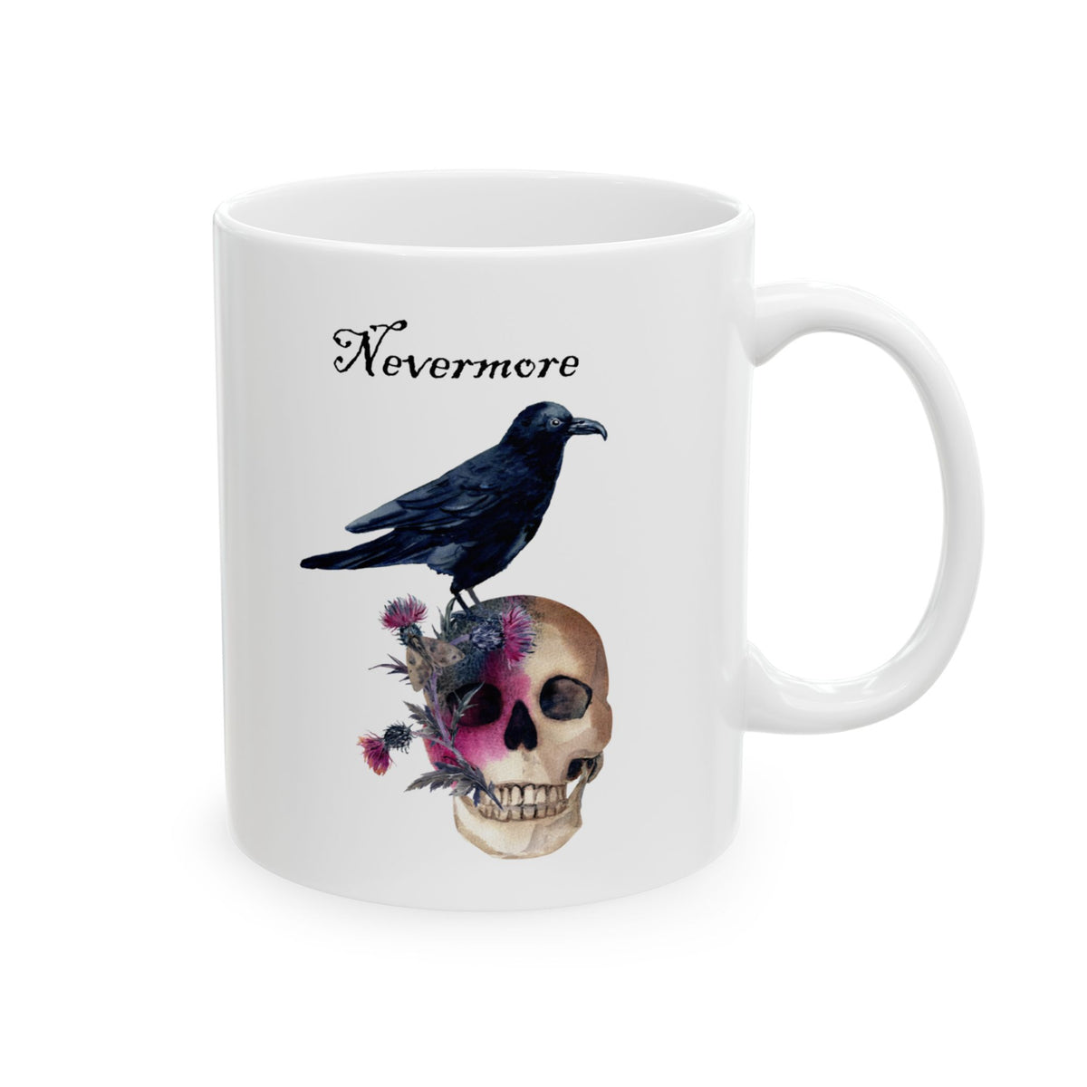 Halloween Mug - Raven Sitting on Skull Nevermore