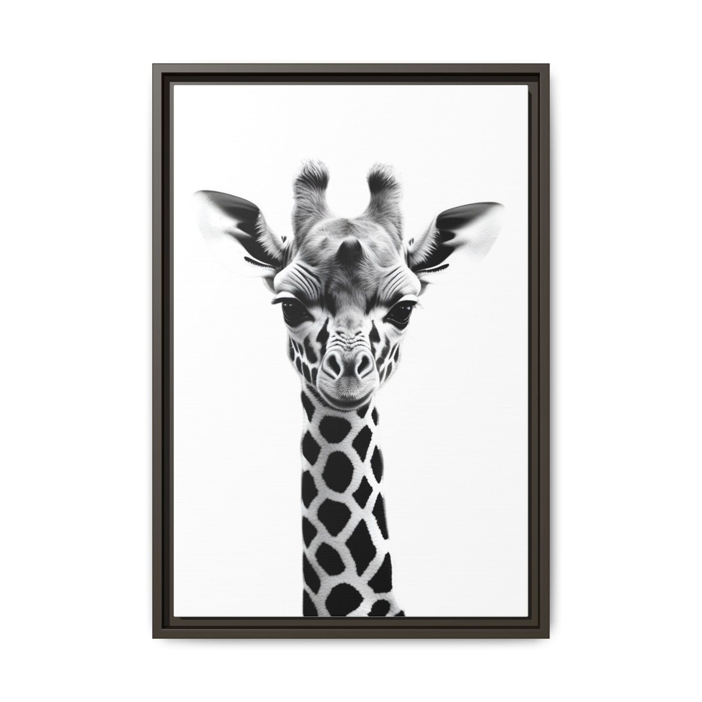 Baby Giraffe Wall Art Black & White Wildlife Photography Print, Cute Giraffe Lover Gift