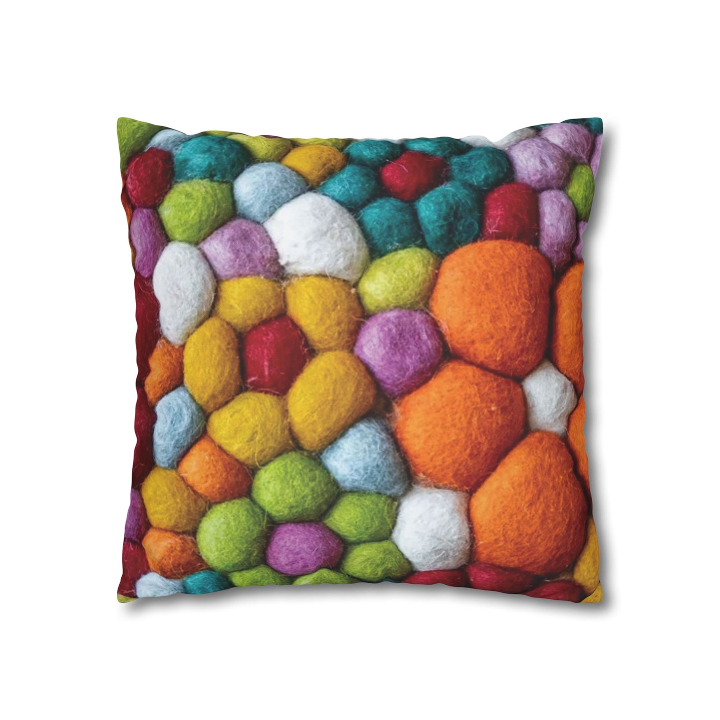 Decorative Pillowcase, Vibrant Colorful Cotton Balls Print, Square Couch Pillow Cover