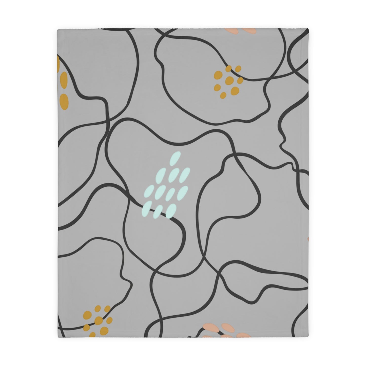 Abstract Line Art Floral Velveteen Blanket | Microfiber Two-Sided Print