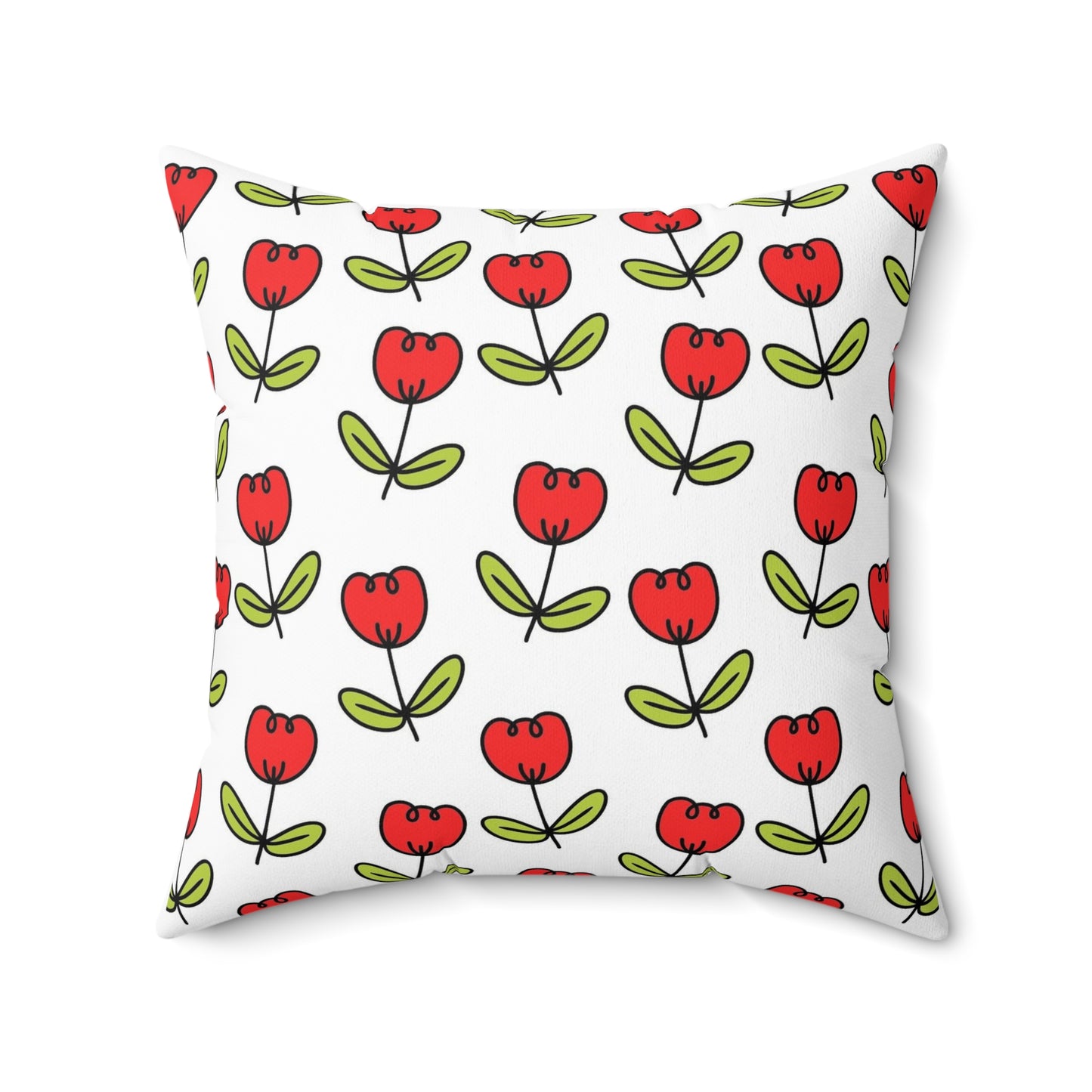 Spring Red Tulips Indoor Pillow | Floral Decorative Cushion