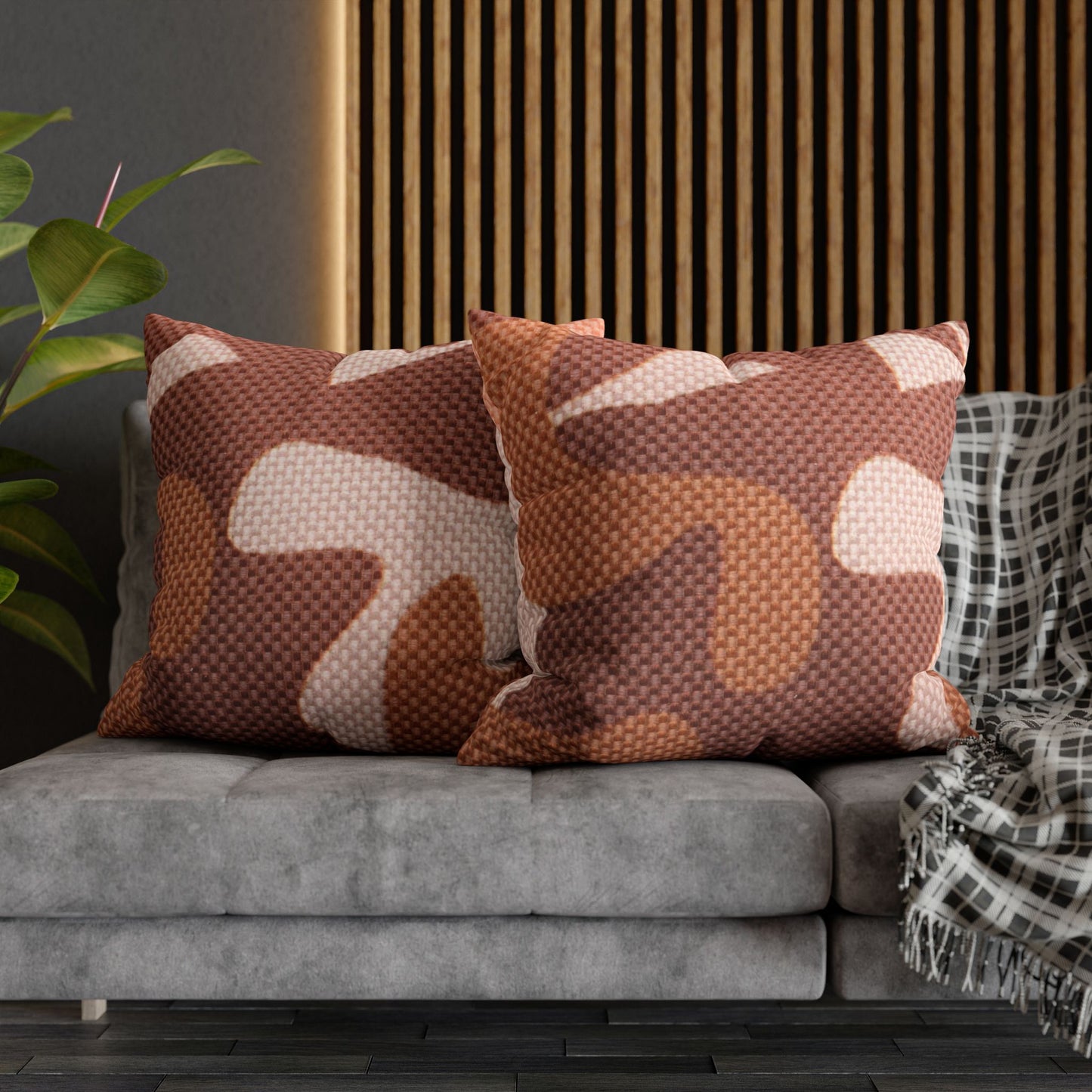 Boho Pillowcase, Bohemian Pillow Cover, Modern Square Pillow Case, Brown Shades