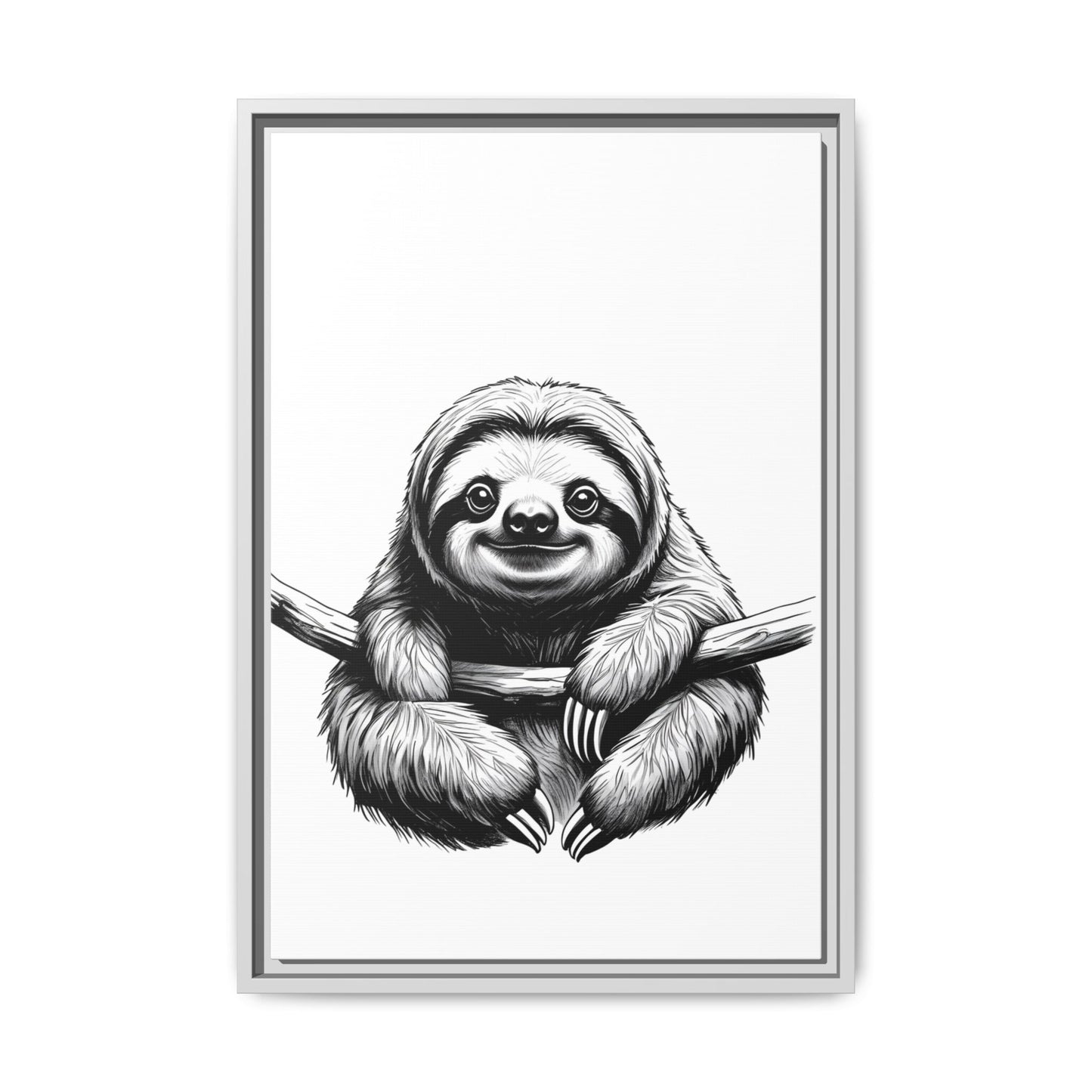 Adorable Sloth Hanging from Tree Branch Black & White Animal Wall Art, Cute Sloth Print, Jungle Theme Nursery Decor, Baby Shower Gift