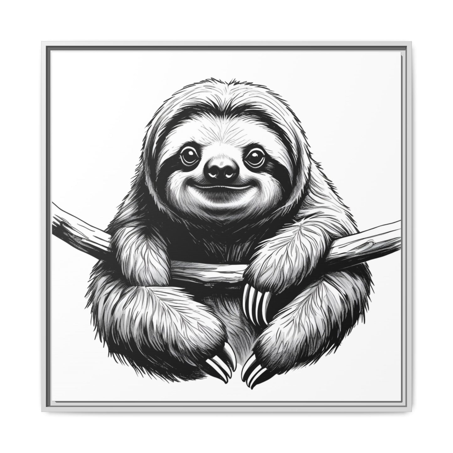 Adorable Sloth Hanging from Tree Branch Black & White Animal Wall Art, Cute Sloth Print, Jungle Theme Nursery Decor, Baby Shower Gift