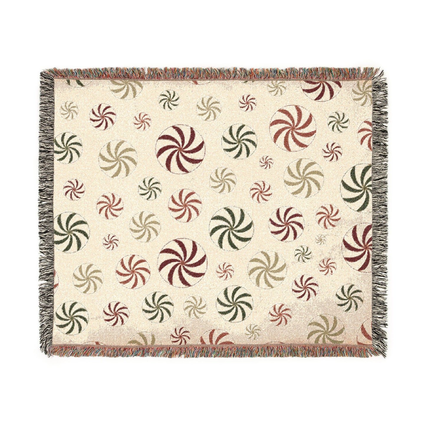 Peppermint Swirl Woven Throw Blanket | Cozy Christmas Holiday Decor