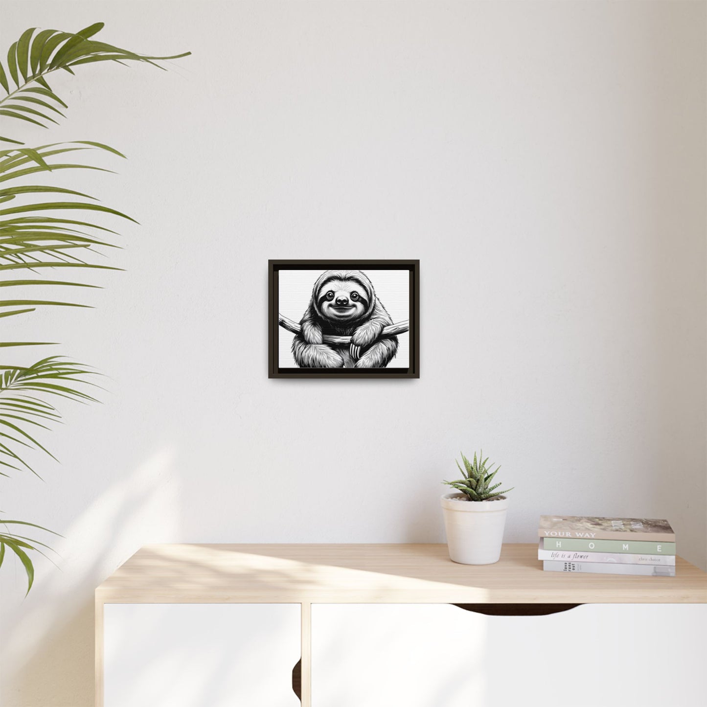 Adorable Sloth Hanging from Tree Branch Black & White Animal Wall Art, Cute Sloth Print, Jungle Theme Nursery Decor, Baby Shower Gift