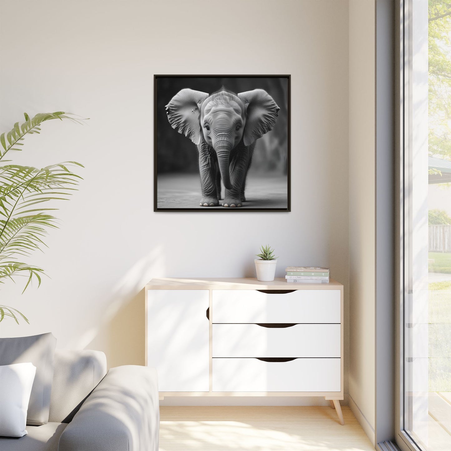 Adorable Baby Elephant Wall Art Black & White Wildlife Photography Print, Cute Safari Animal Home Decor, Elephant Lover Gift