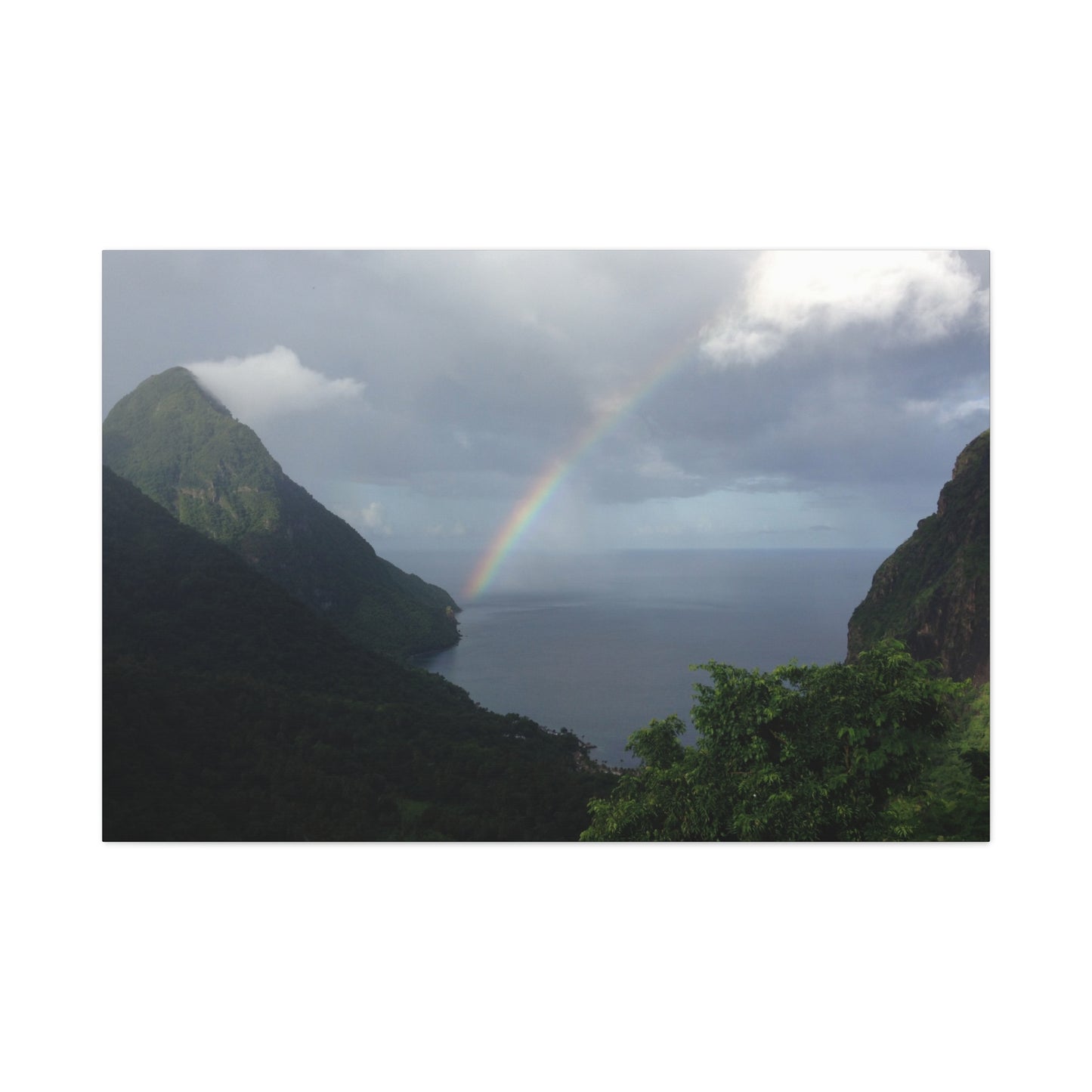 St. Lucia Pitons Rainbow Canvas Art | Caribbean Landscape Photography