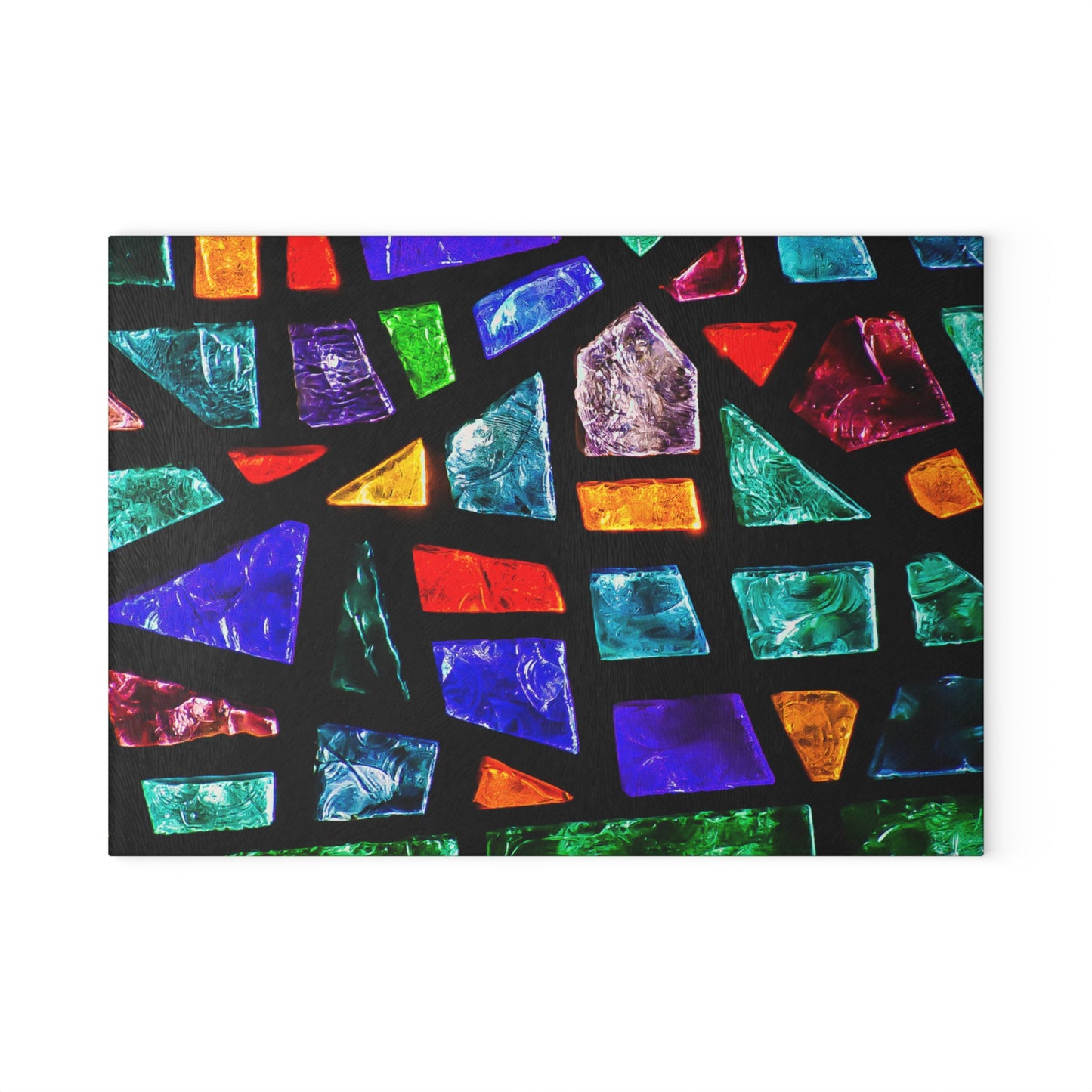 Stained Glass Mosaic Glass Cutting Board | Colorful Geometric Decor