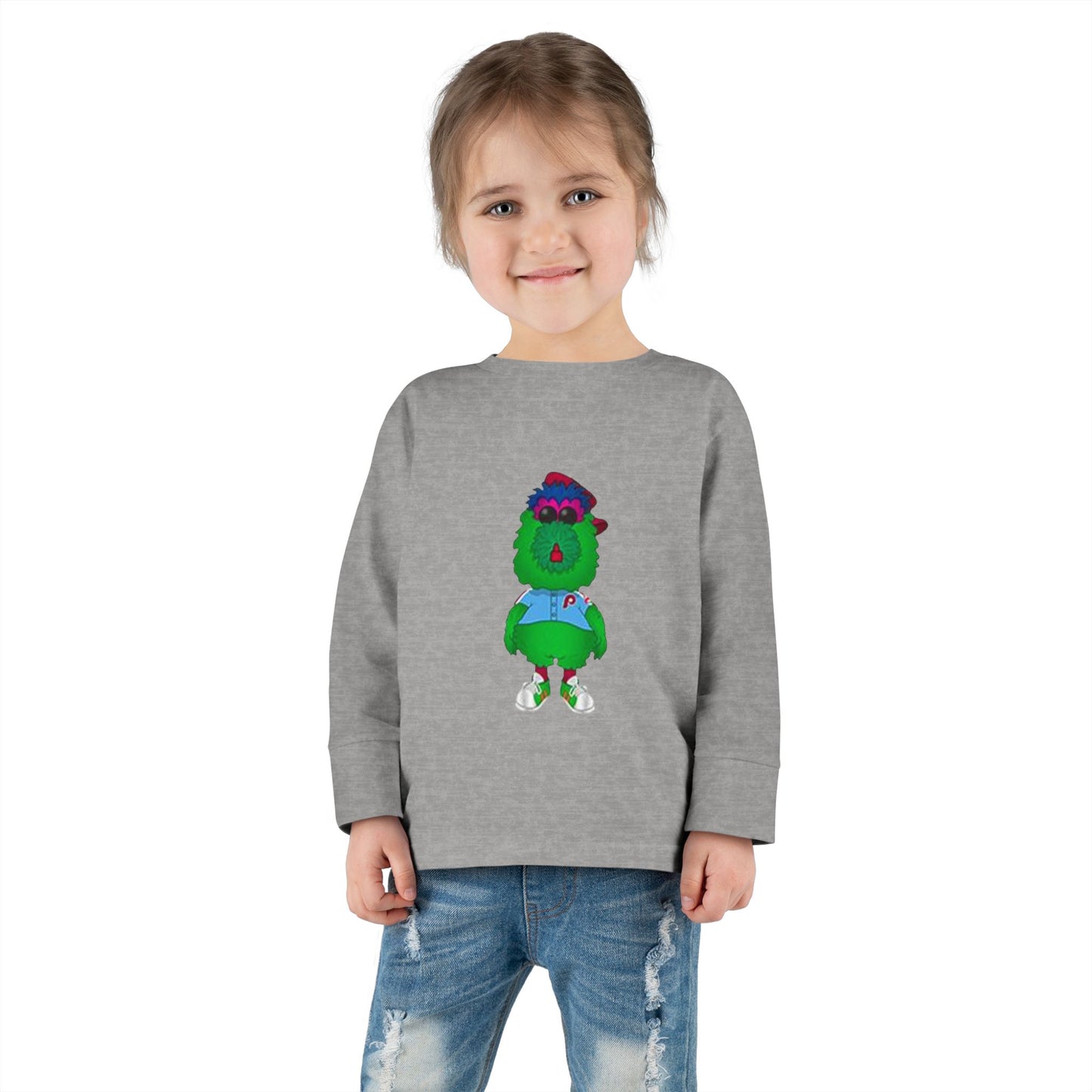 Cartoon Monster Toddler Long Sleeve Tee | Funny Baseball Fan Shirt