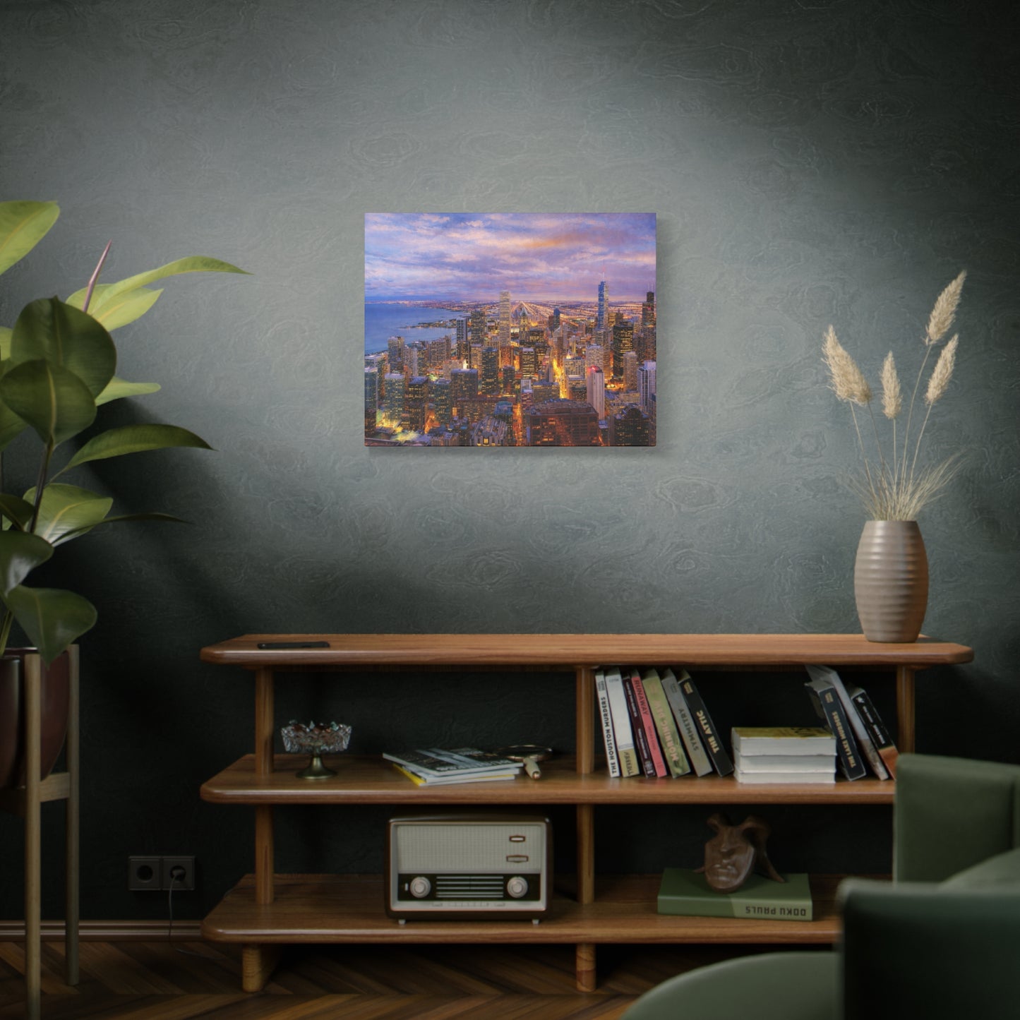 Chicago Skyline Canvas Wall Art – Sunset Cityscape Print, Downtown Chicago Decor, Urban Skyline Wall Decor