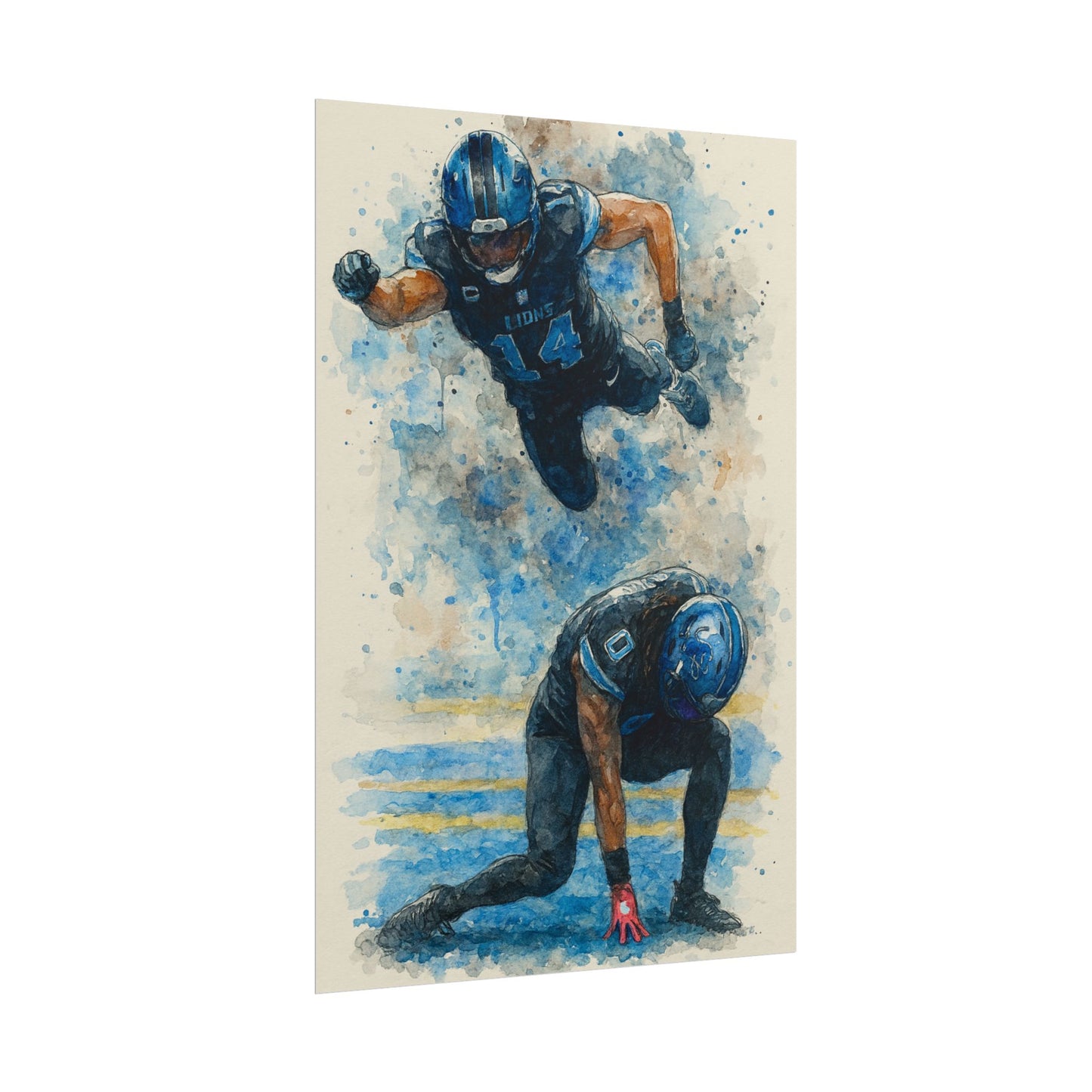 Watercolor Football Poster | Dynamic Sports Wall Art | NFL Player Celebration Print | Man Cave Decor | Football Gift for Fans