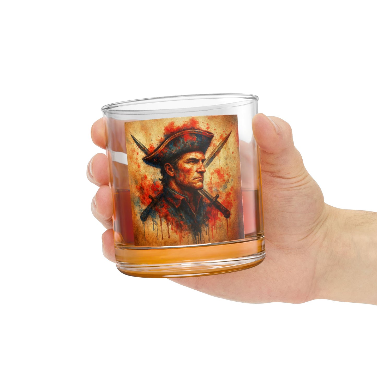 Patriot Pop Surrealism Whiskey Glass – New England Warrior Art Rocks Glass