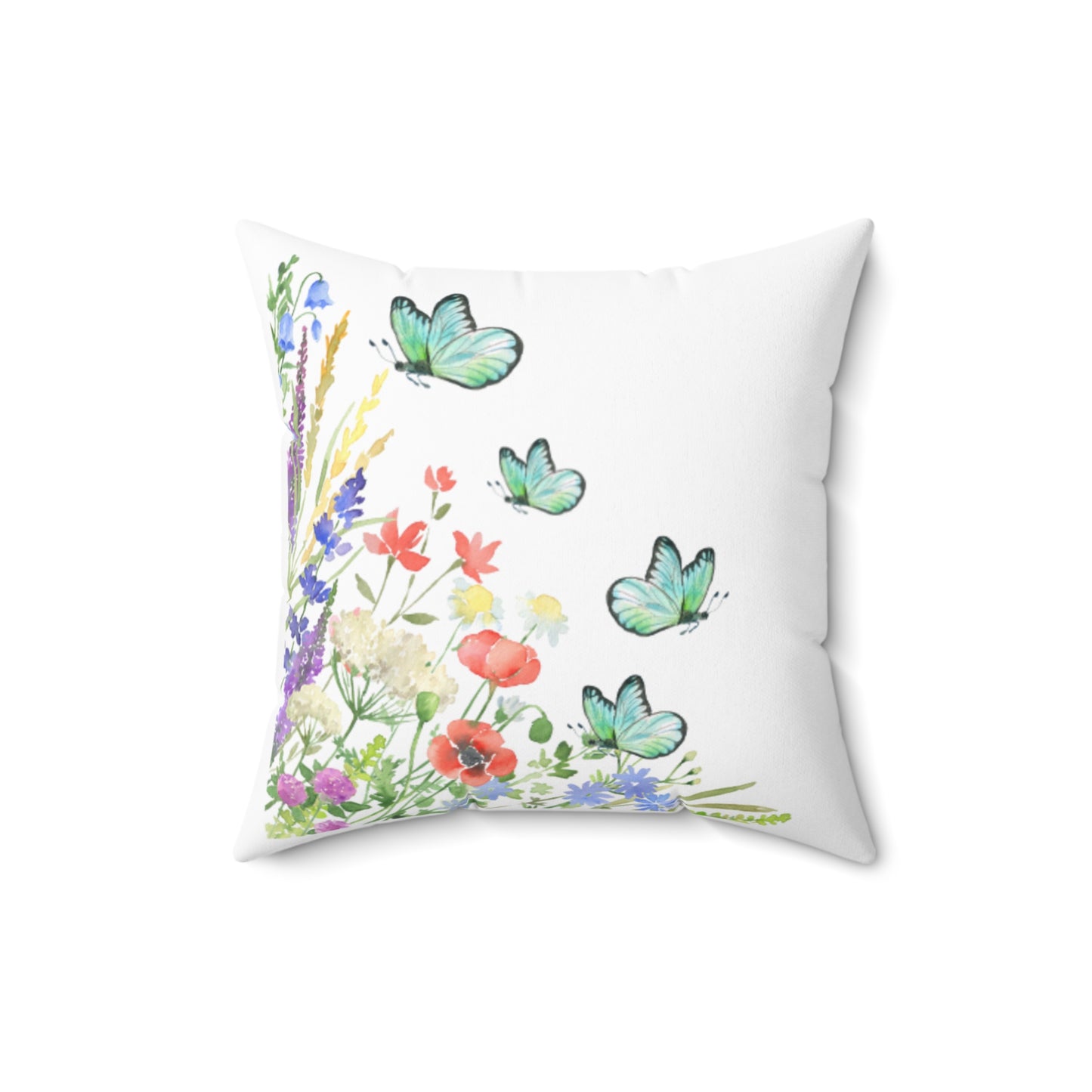 Butterfly Garden Square Pillow | Beautiful Floral Boho Throw Cushion