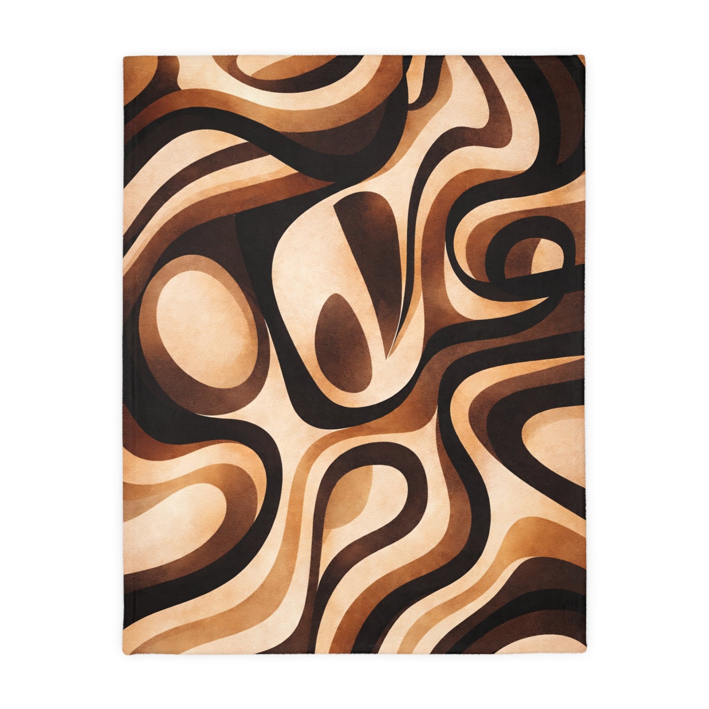 Abstract patterned notebook with wavy lines in brown and beige on a white background