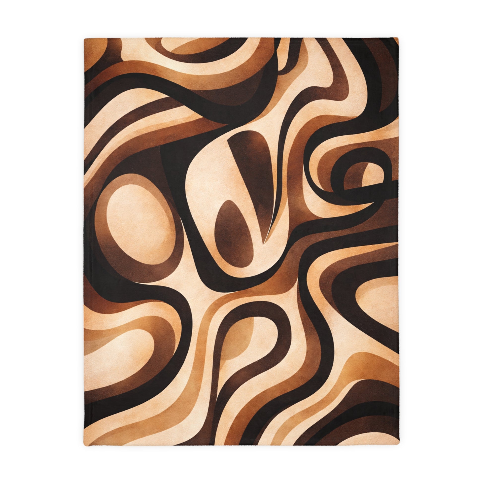 Abstract patterned notebook with wavy lines in brown and beige on a white background