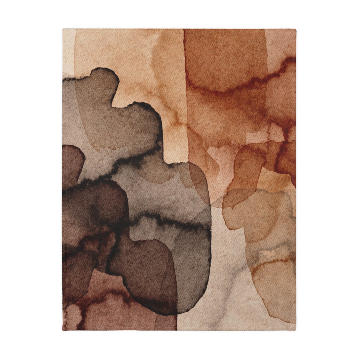 Abstract art piece with brown and beige colors on a white background