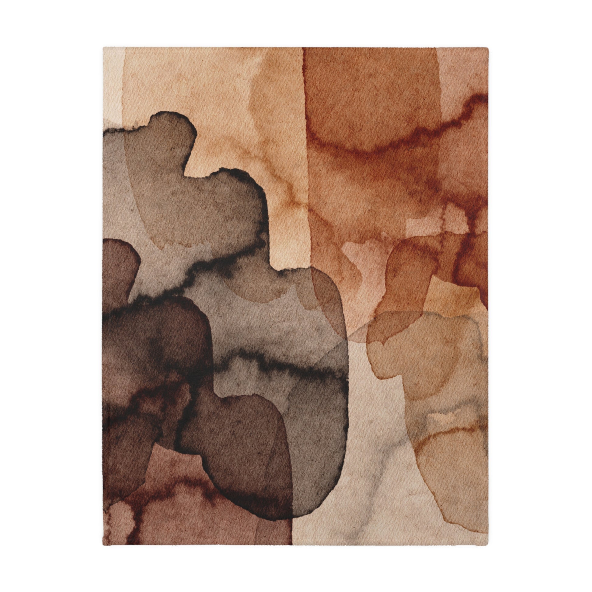 Abstract art piece with brown and beige colors on a white background