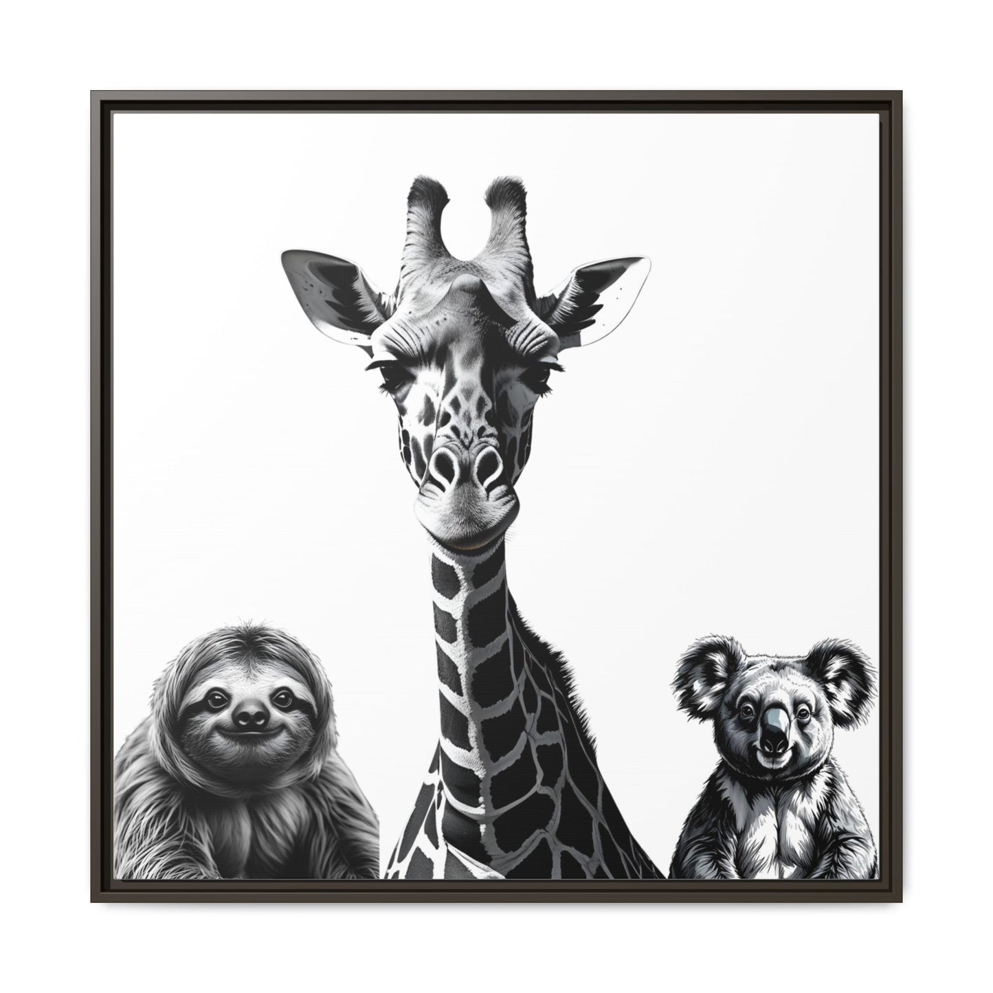 playful animal giraffe, sloth, koala print