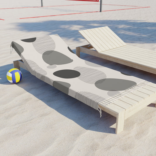 Abstract Pebble Beach Towel | Neutral Stone Print Boho Towel | Minimal Coastal Essential