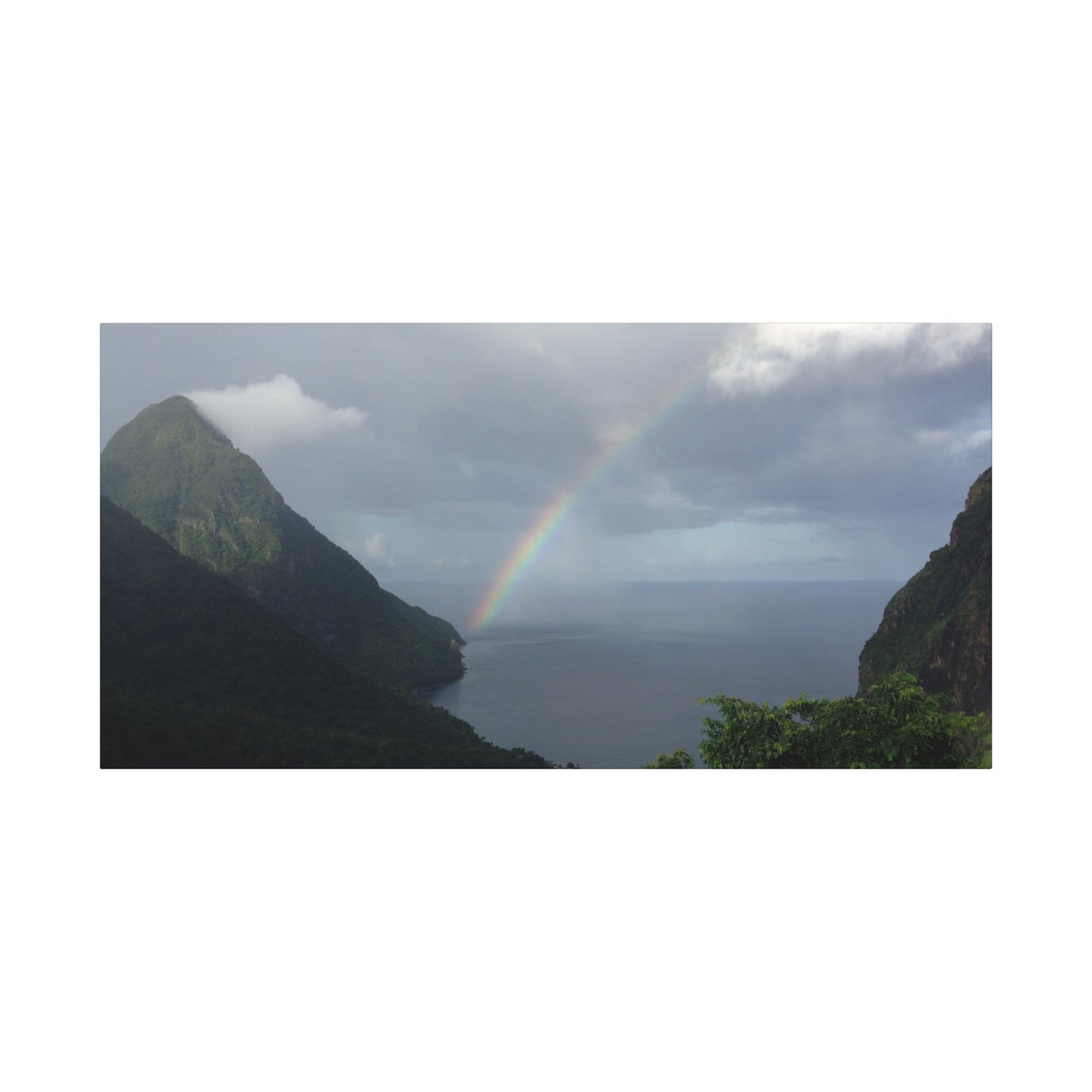 St. Lucia Pitons Rainbow Canvas Art | Caribbean Landscape Photography