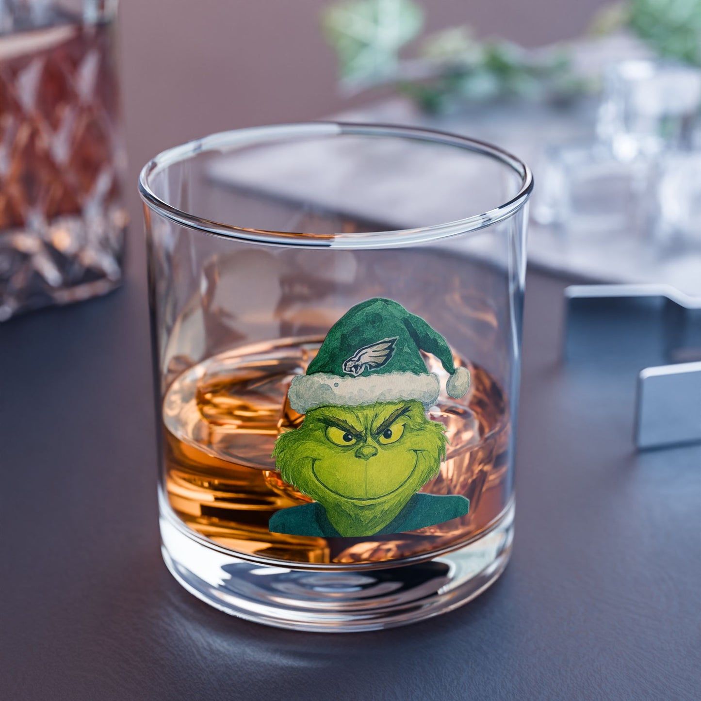 Grinch Inspired Christmas Rocks Glass | Holiday Whiskey Glass | Funny Christmas Glass
