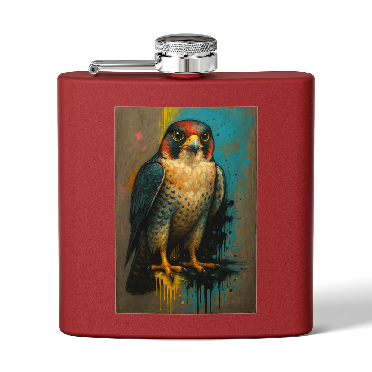 Falcon Flask | 6oz Stainless Steel Hip Flask | Falcon Bird Art | Game Day Pocket Flask | Gift for Football Fans