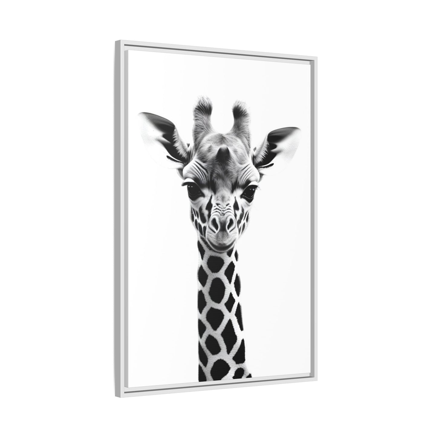 Baby Giraffe Wall Art Black & White Wildlife Photography Print, Cute Giraffe Lover Gift