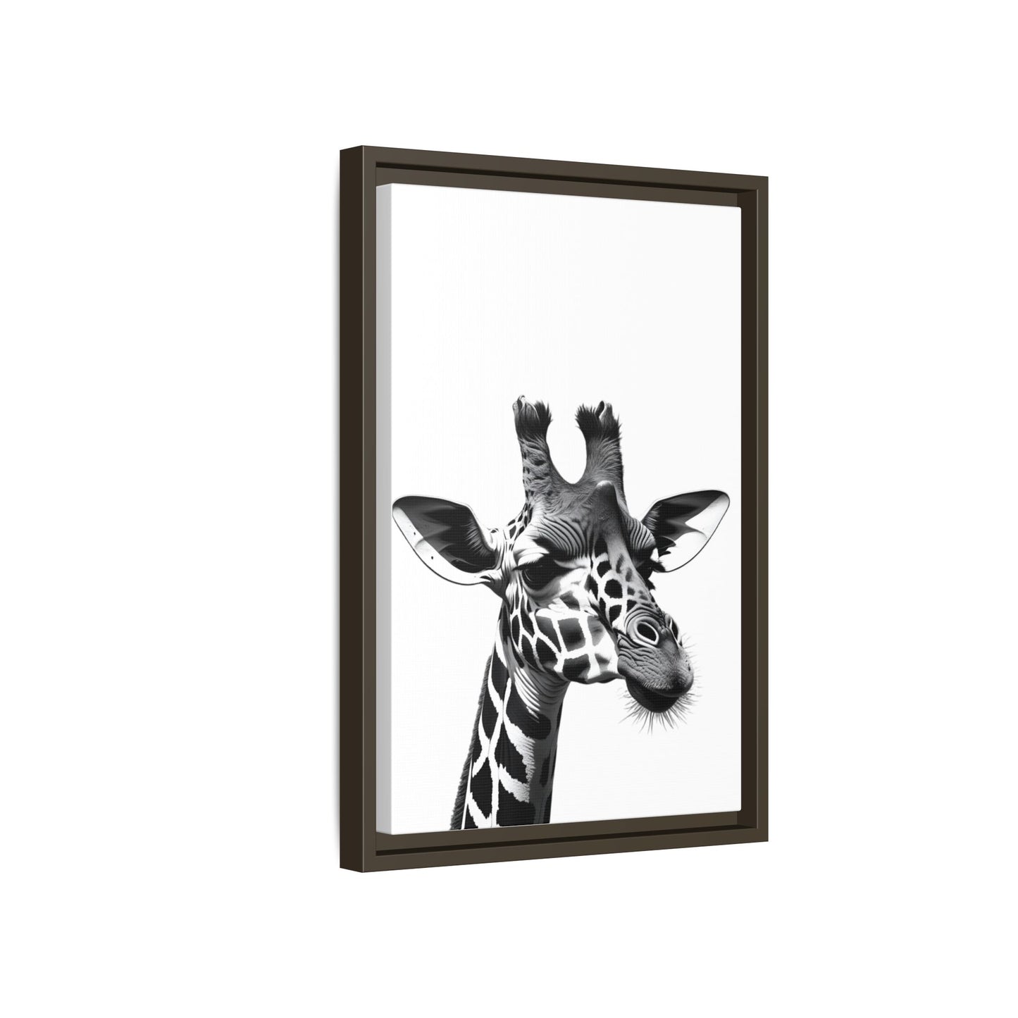 Black and White Giraffe Wall Art – Framed Safari Animal Canvas Print