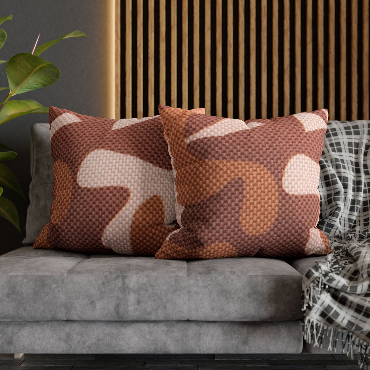 Boho Pillowcase, Bohemian Pillow Cover, Modern Square Pillow Case, Brown Shades