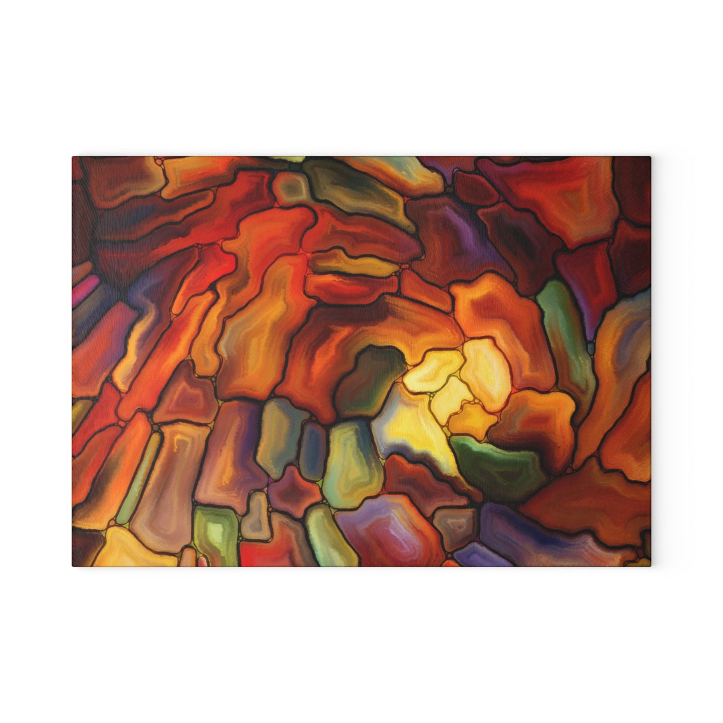 Abstract Stained Glass Swirl Cutting Board | Colorful Mosaic Kitchen Decor