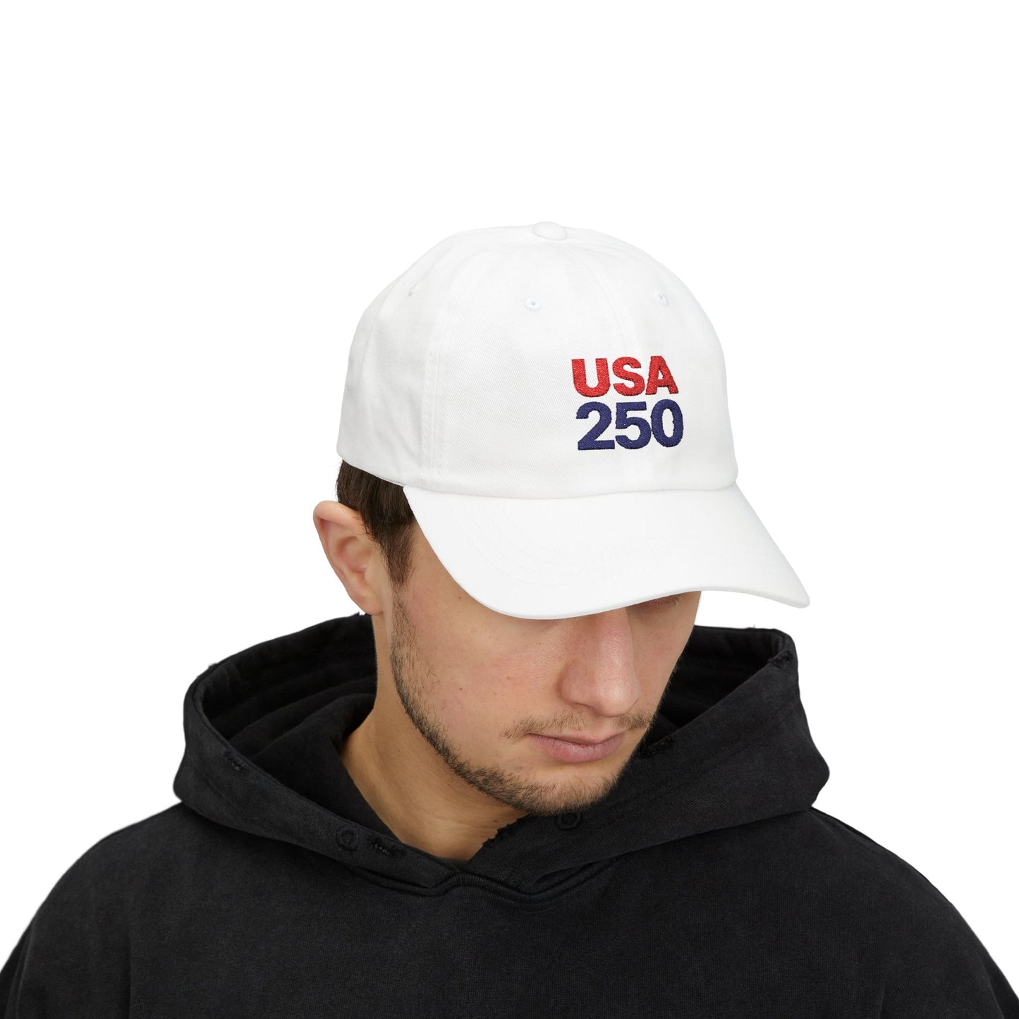 USA 250 Embroidered Dad Hat, Classic Patriotic Cap, Celebrate 250 Years of USA