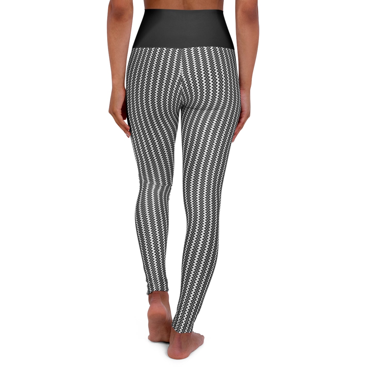 Striped High-Waist Yoga Leggings — Gray Vertical Stripe Activewear
