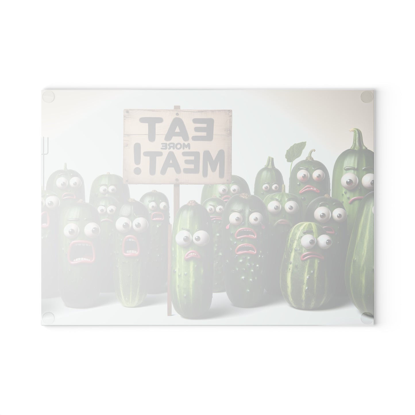 “Eat More Meat!” Funny Glass Cutting Board | Quirky Kitchen Gift