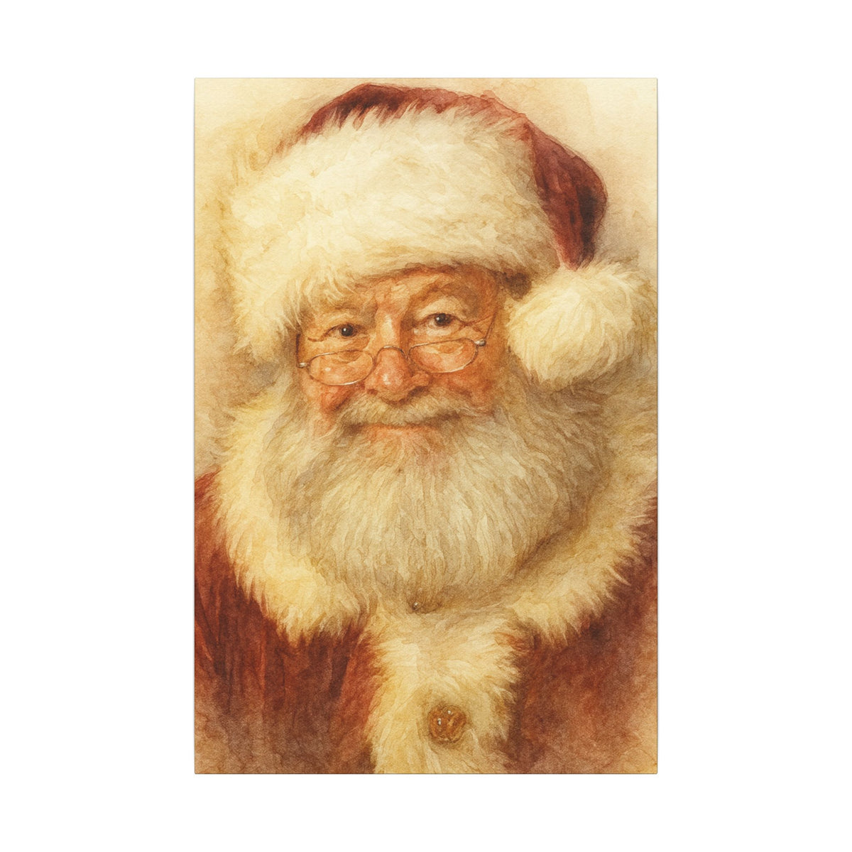Vintage Santa Claus Portrait Canvas Wall Art – Unframed Christmas Décor Mantle Art