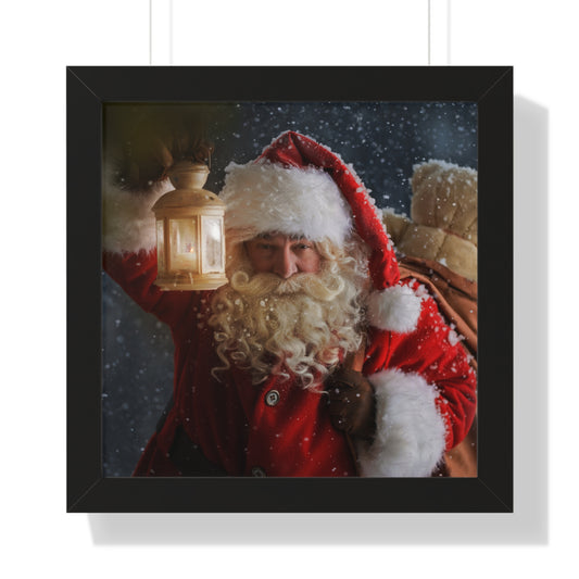 Christmas Wall Art Vintage Santa Claus with Lantern and Toy Bag | Vintage Mantle Art