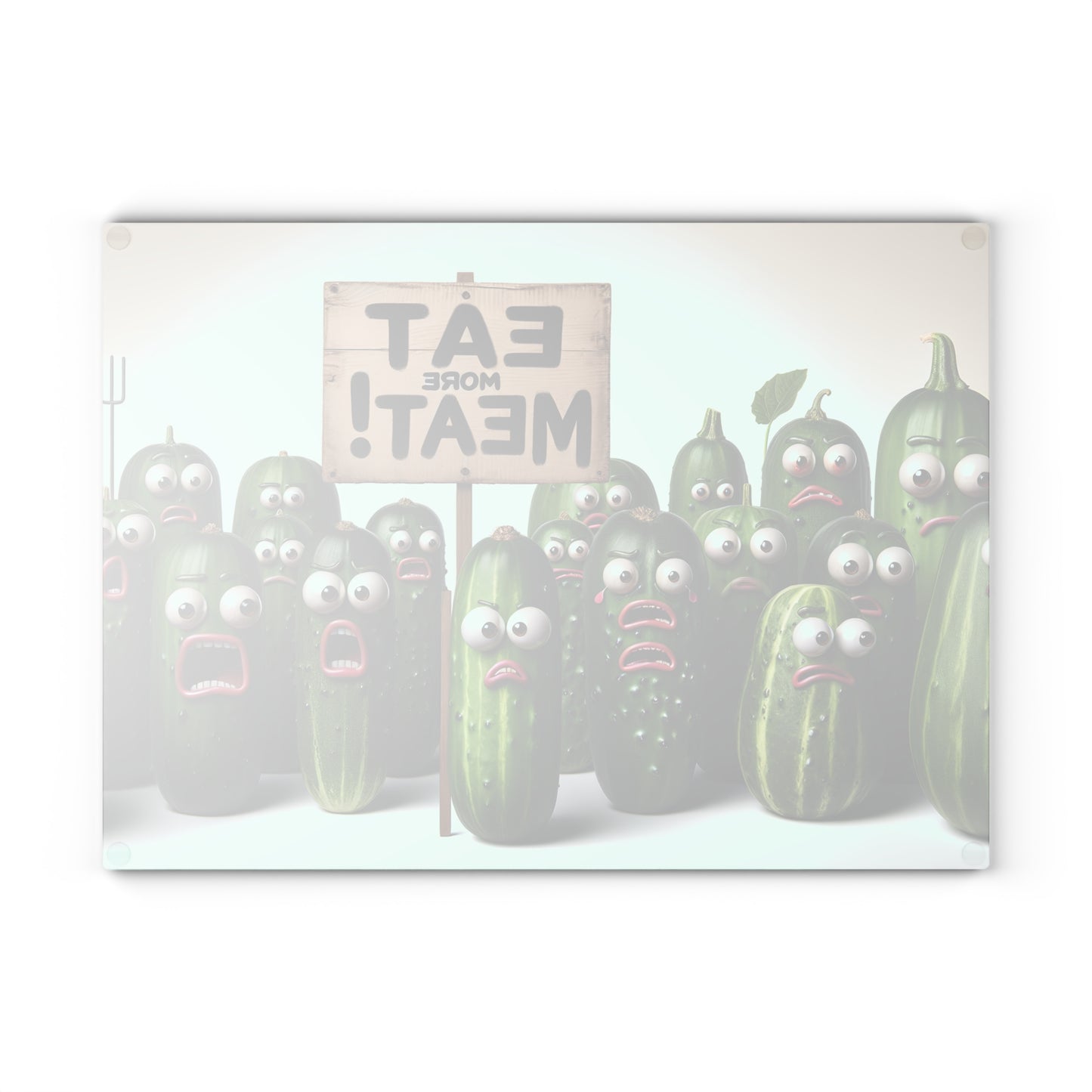 “Eat More Meat!” Funny Glass Cutting Board | Quirky Kitchen Gift