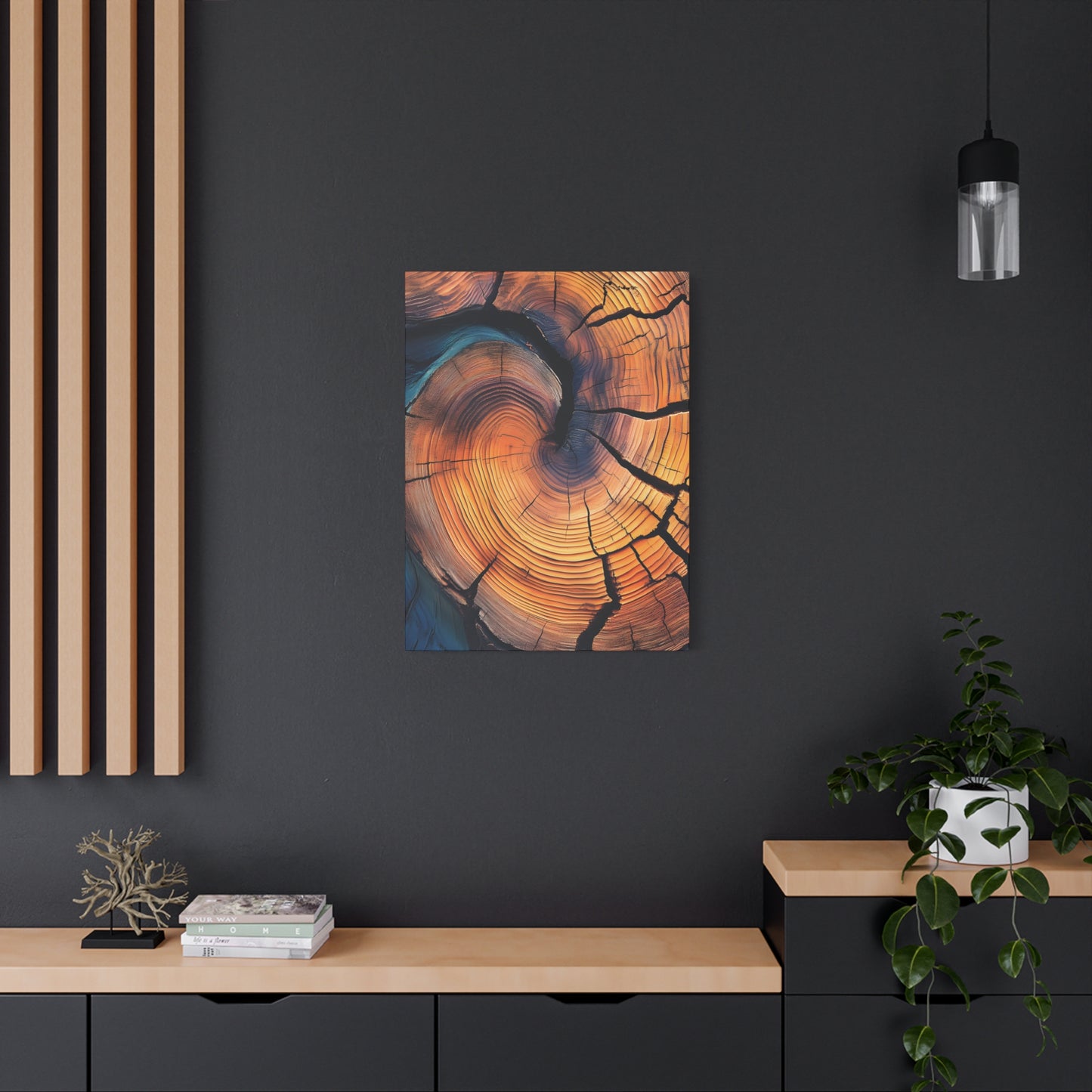 Colorful Wood Ring Canvas Wall Art, Abstract Tree Slice Print, Modern Rustic Decor, Vibrant Tree Rings Art on Canvas, Earthy Boho Wall Print