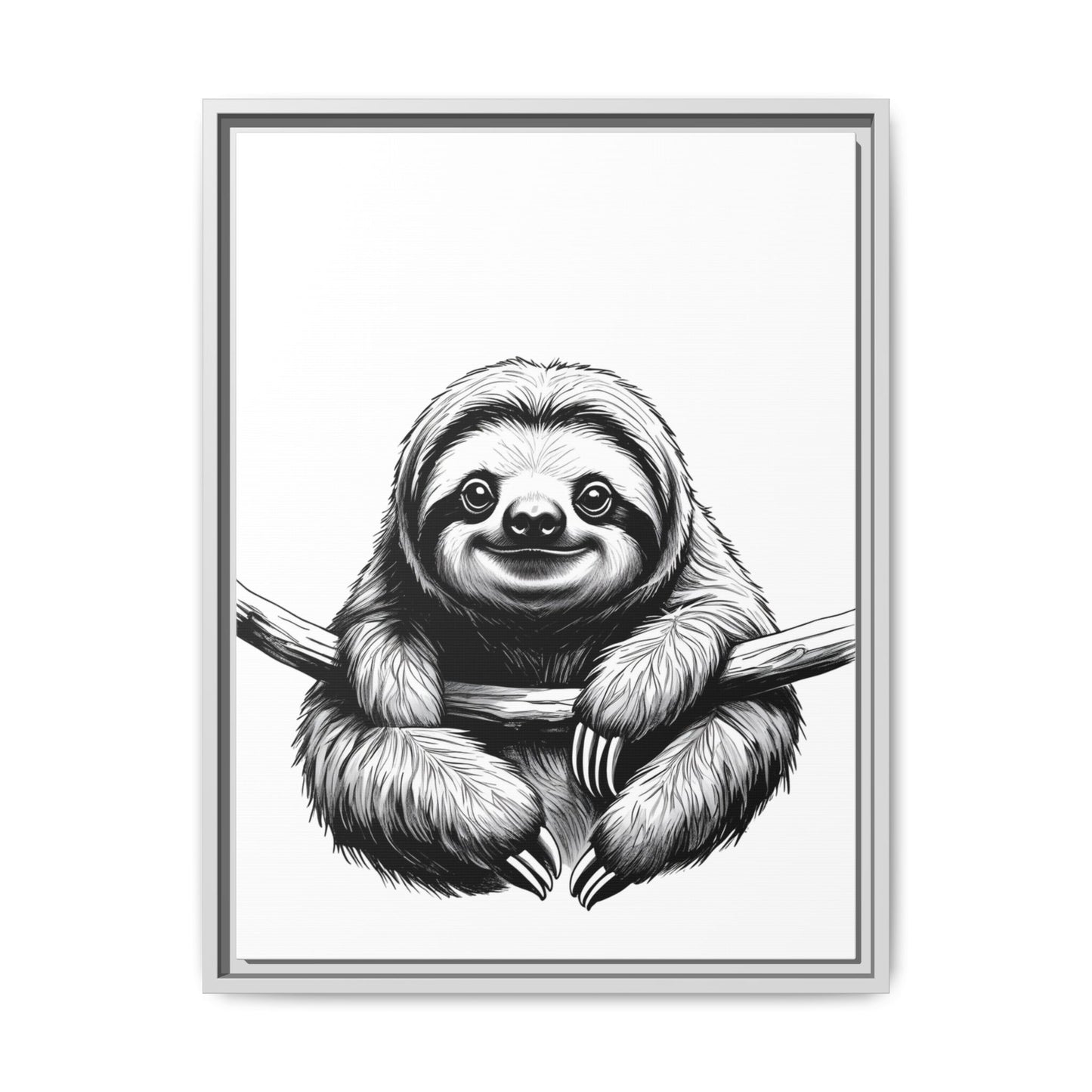 Adorable Sloth Hanging from Tree Branch Black & White Animal Wall Art, Cute Sloth Print, Jungle Theme Nursery Decor, Baby Shower Gift