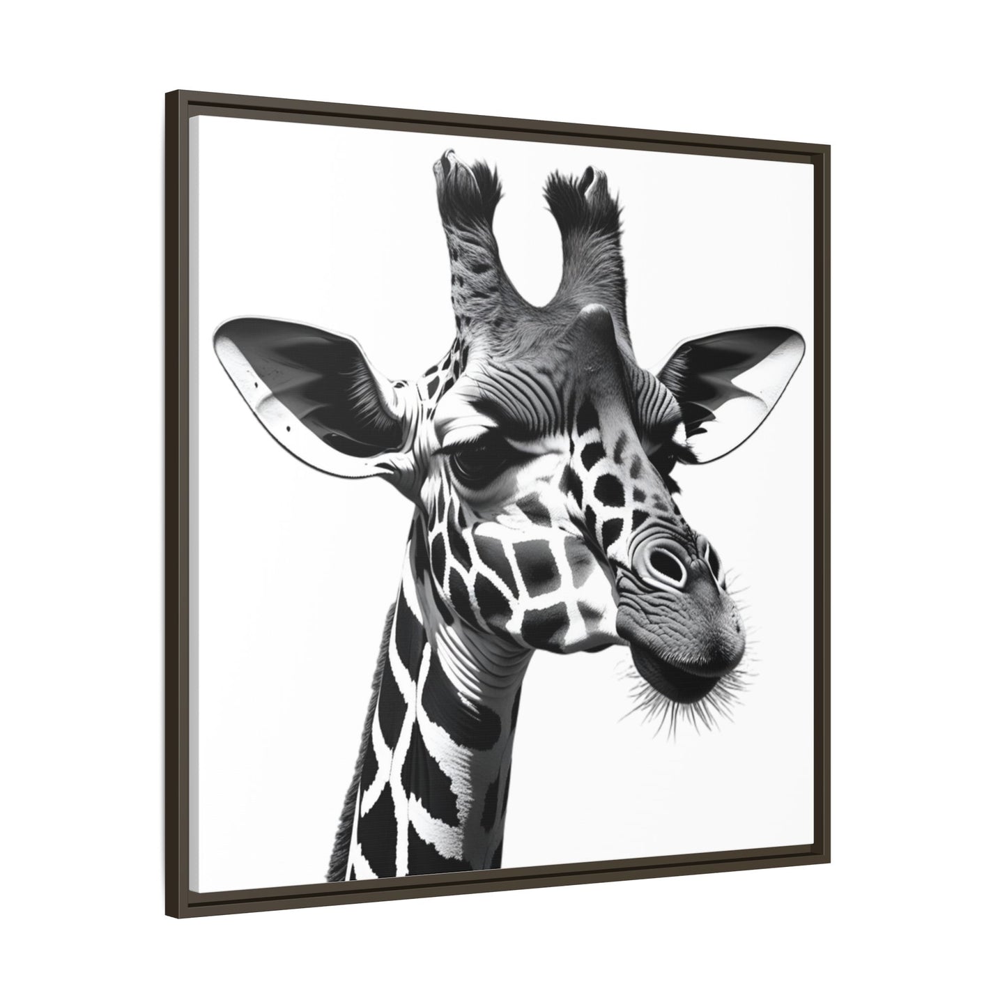 Black and White Giraffe Wall Art – Framed Safari Animal Canvas Print