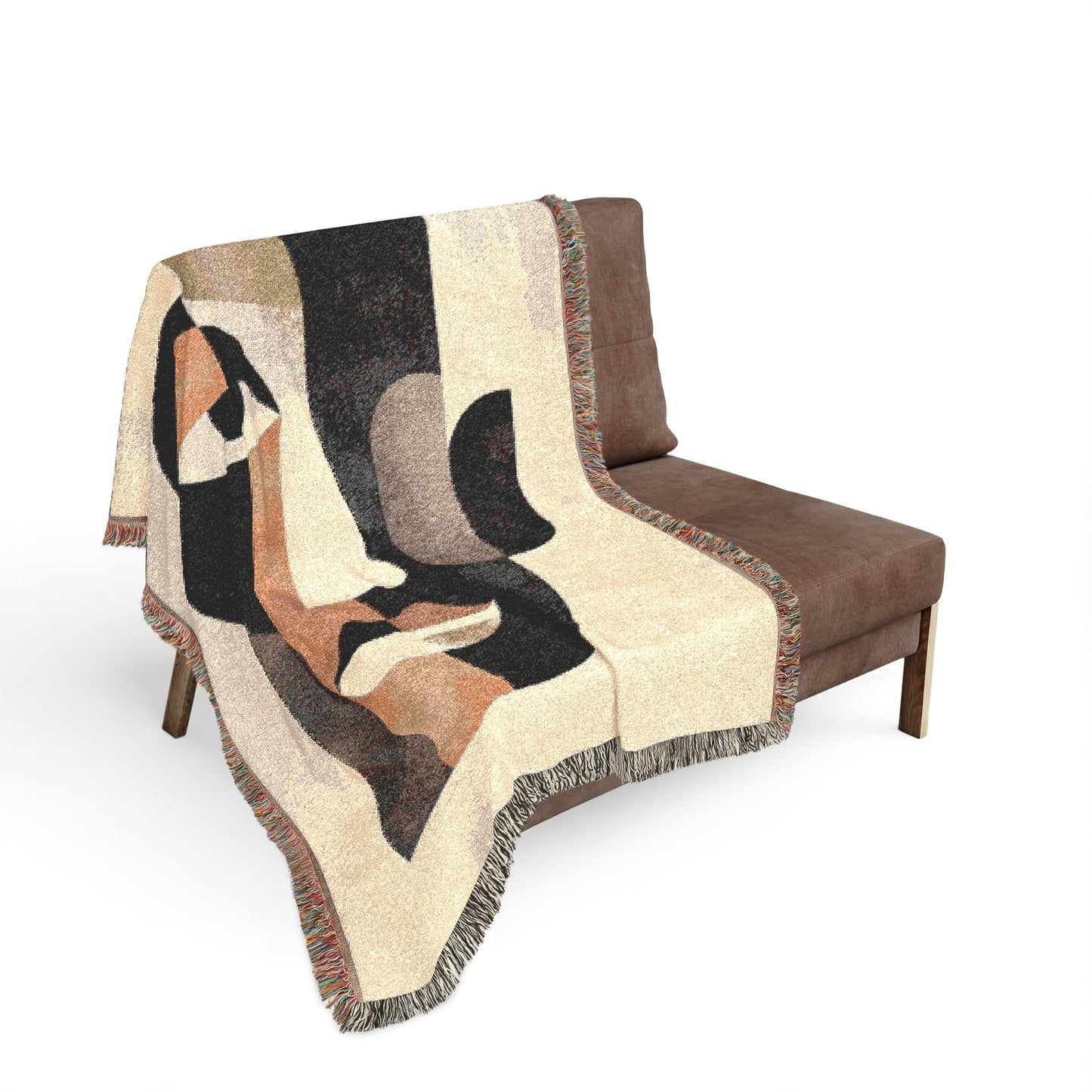 Abstract Modern Woven Blanket | Mid-Century Geometric Boho Decor