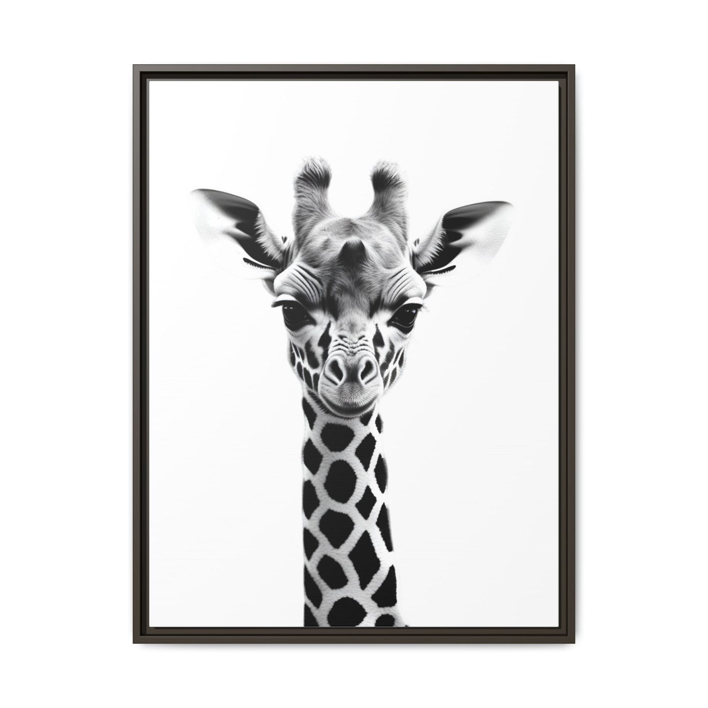 Baby Giraffe Wall Art Black & White Wildlife Photography Print, Cute Giraffe Lover Gift