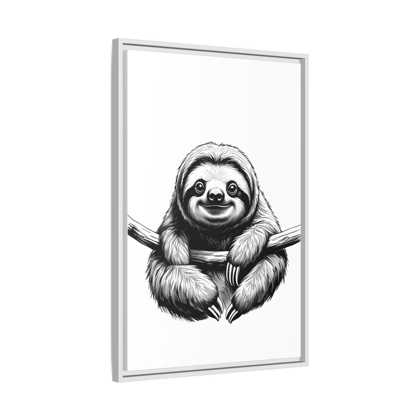 Adorable Sloth Hanging from Tree Branch Black & White Animal Wall Art, Cute Sloth Print, Jungle Theme Nursery Decor, Baby Shower Gift