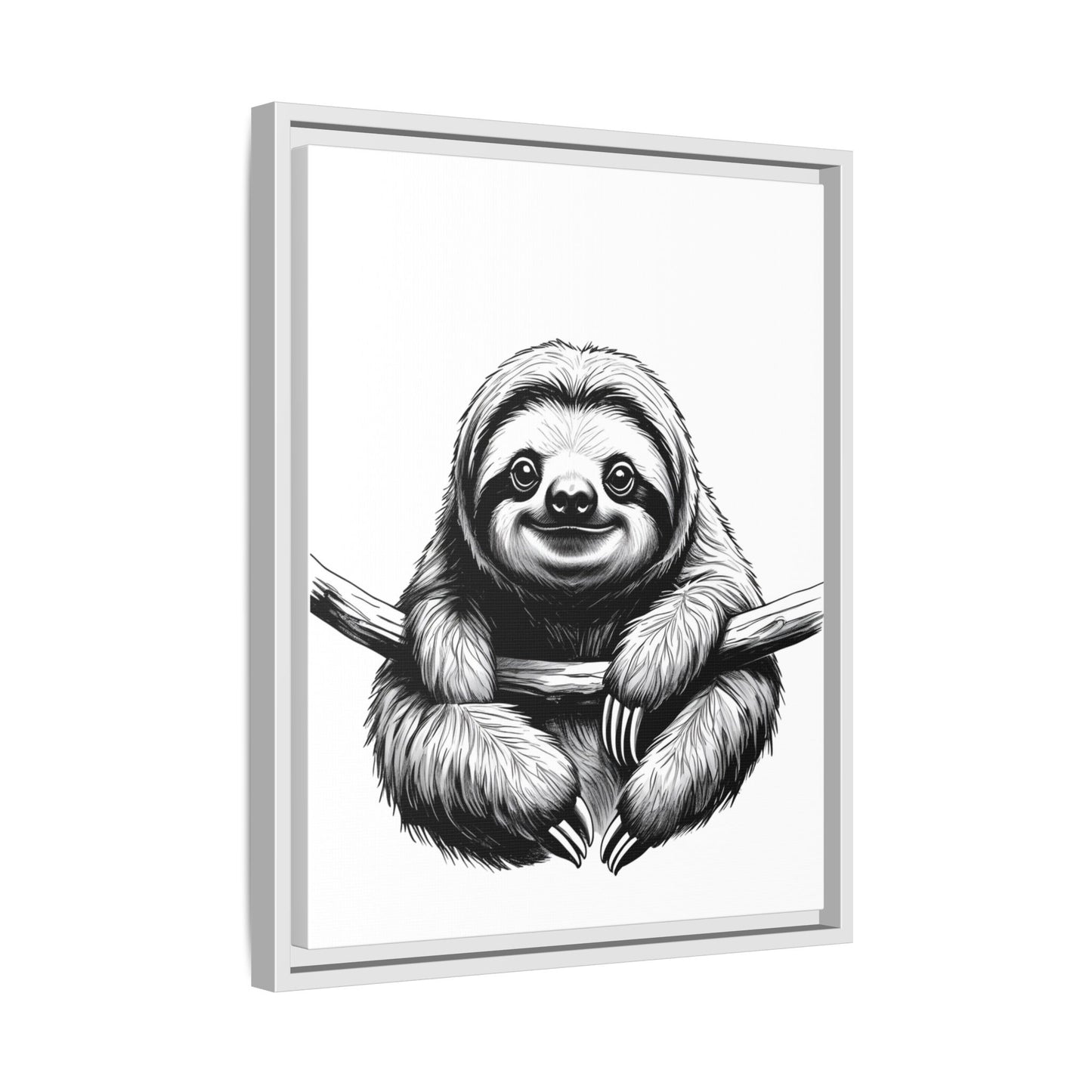Adorable Sloth Hanging from Tree Branch Black & White Animal Wall Art, Cute Sloth Print, Jungle Theme Nursery Decor, Baby Shower Gift
