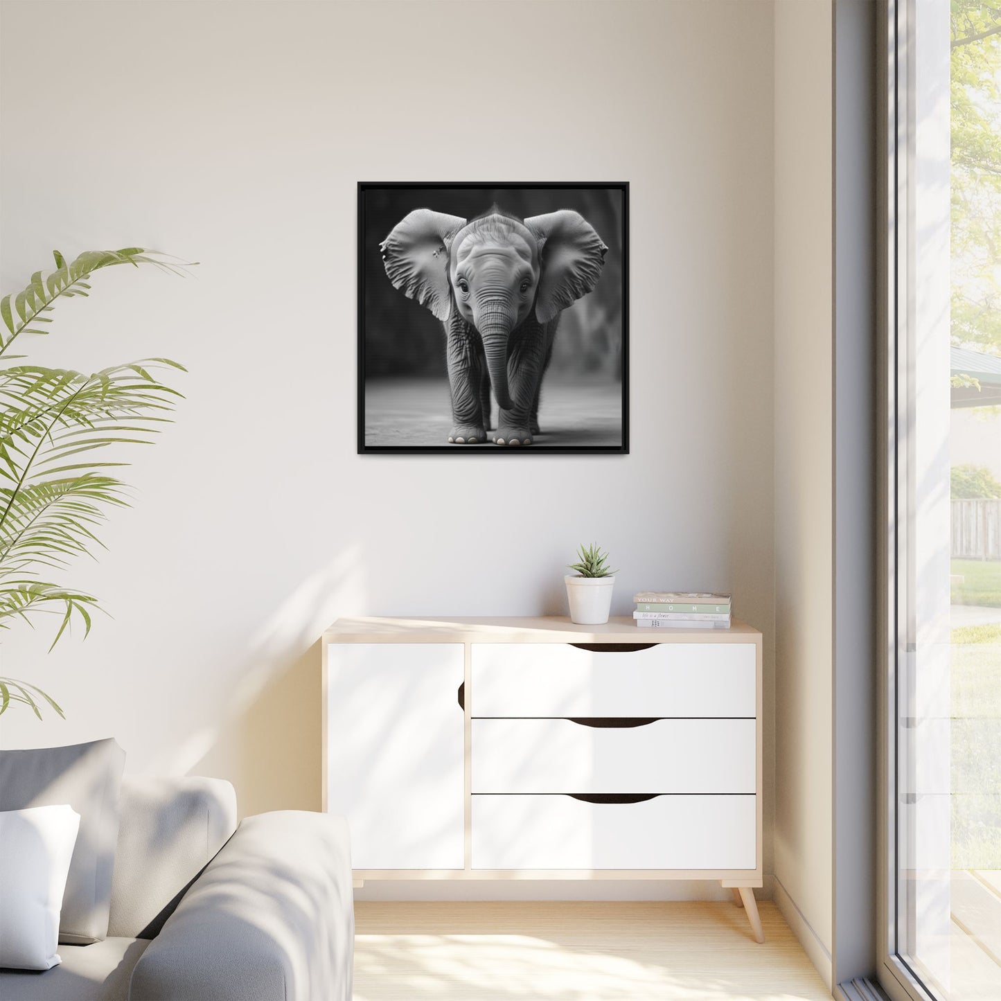 Adorable Baby Elephant Wall Art Black & White Wildlife Photography Print, Cute Safari Animal Home Decor, Elephant Lover Gift