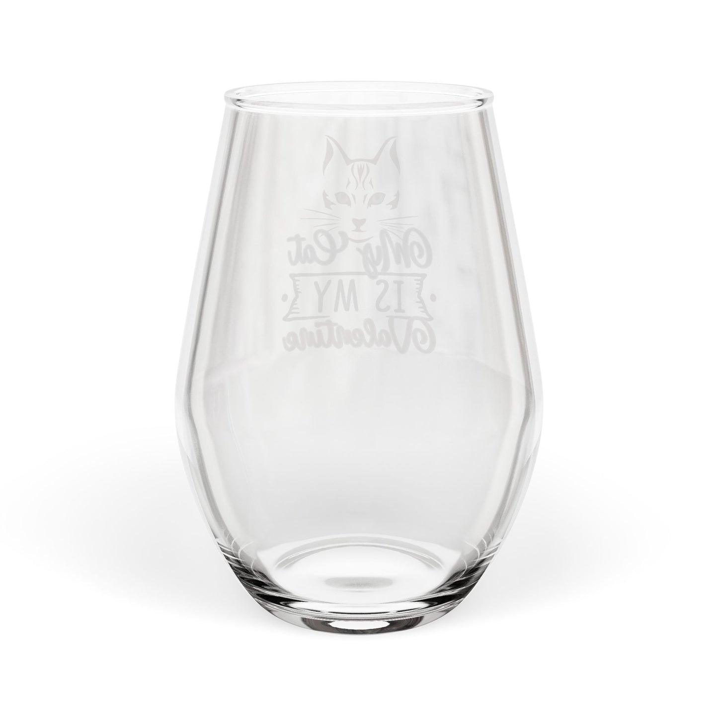 My Cat Is My Valentine Wine Glass – Funny Cat Lover Valentine Gift