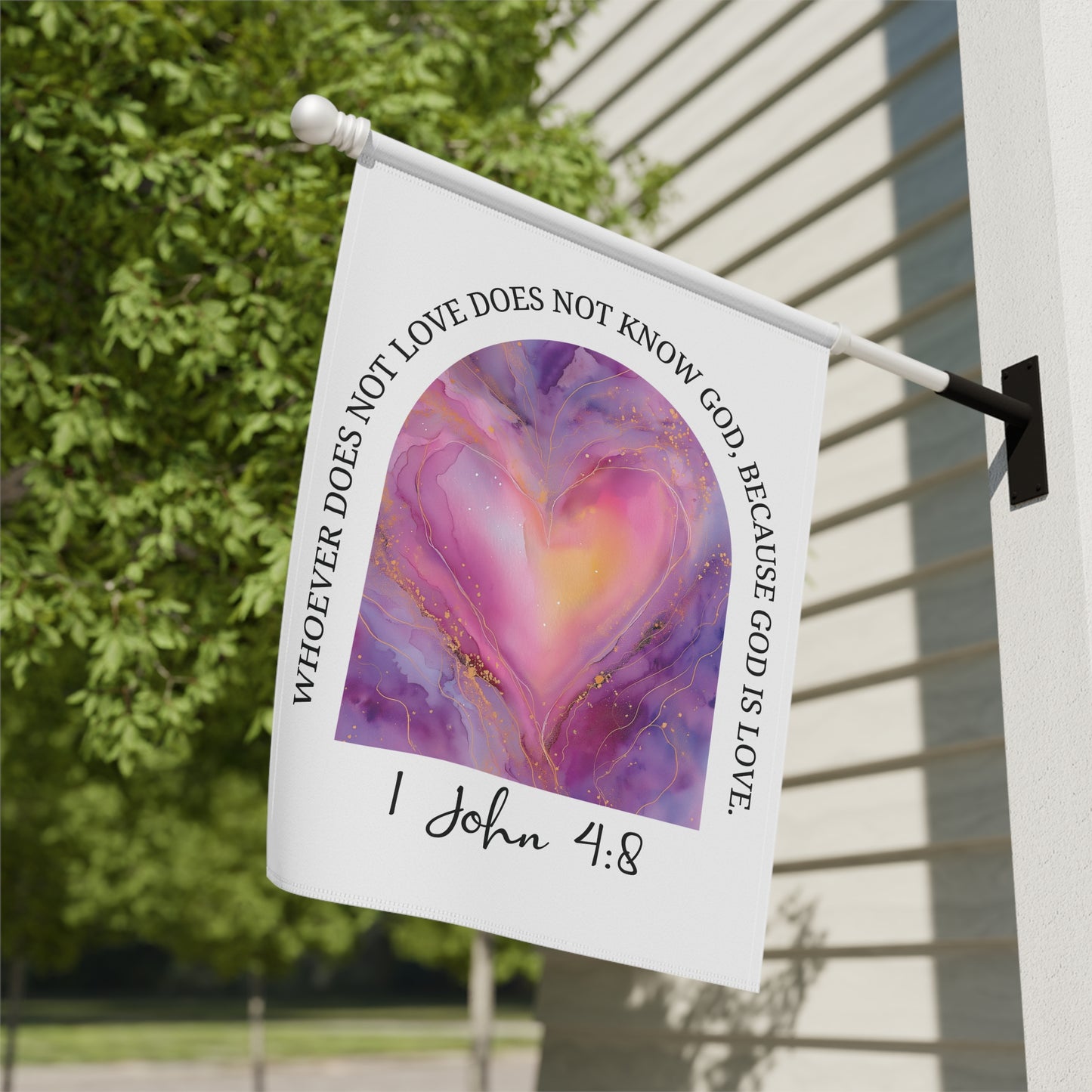 1 John 4:8 Garden Flag – God Is Love Heart Christian Yard Flag